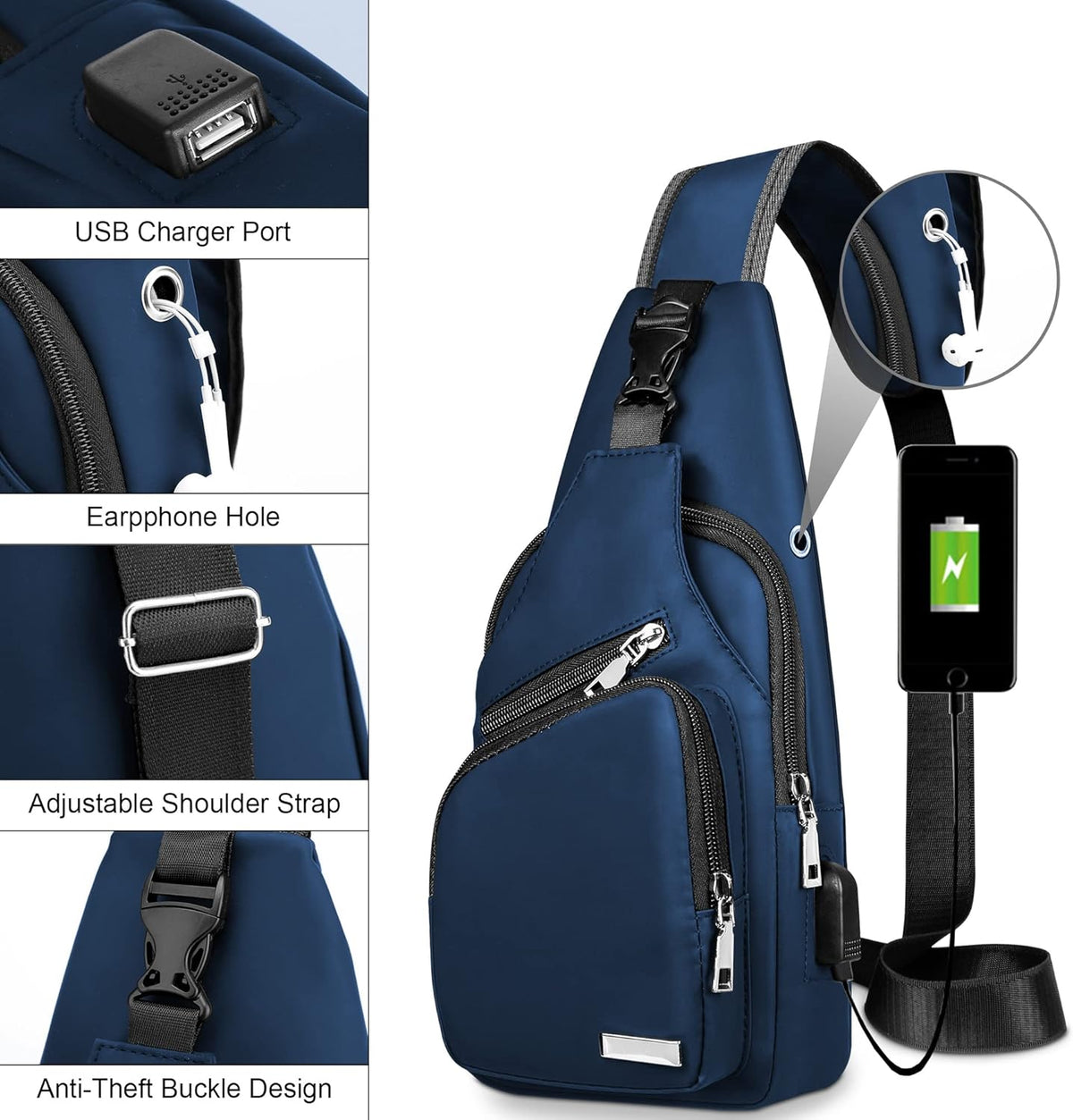Waterproof Sling Bag Crossbody Backpack for Men Women Sling Backpack Hiking Daypack Multipurpose