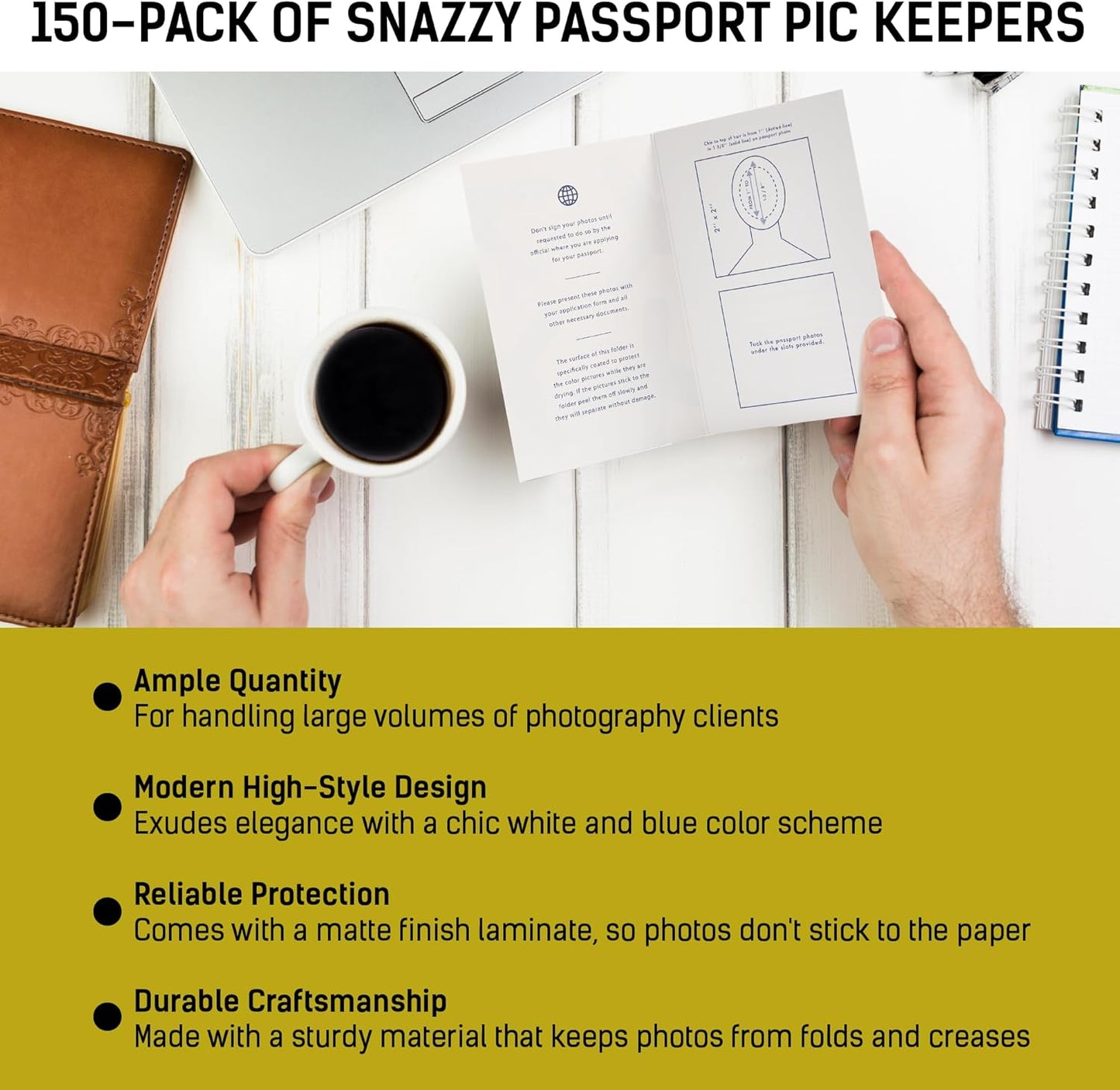 LOSTRONAUT 150-Pack Passport Photo Organizer Folder with Pockets & Compartments for 2x2 Print, Picture Display, Travel Document Organizer - Small Business Supplies - Passport Holder for Travel