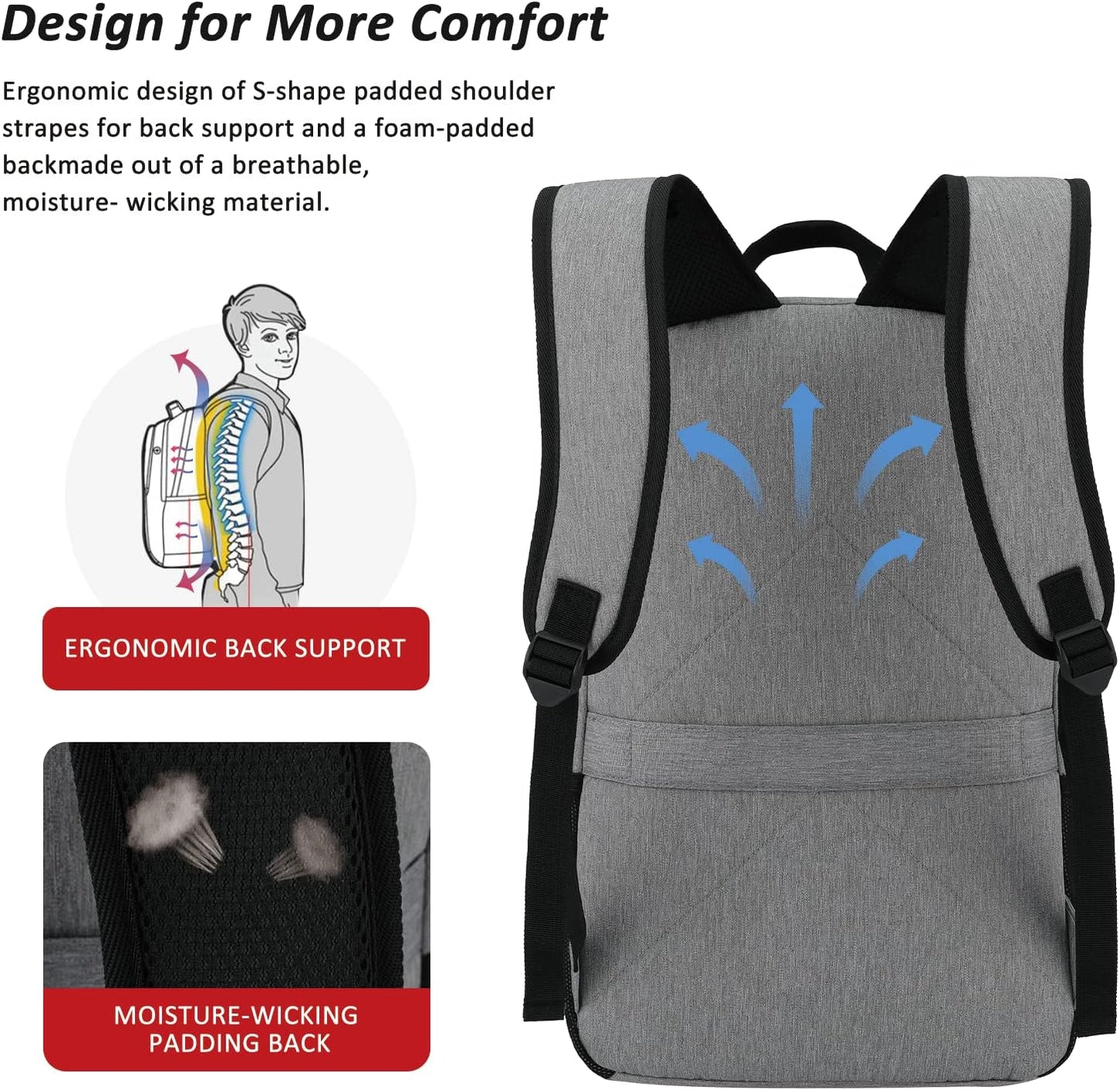 MAXTOP Travel Laptop Backpack Business Backpacks with USB Charging Port Water Resistant School College Bookbag