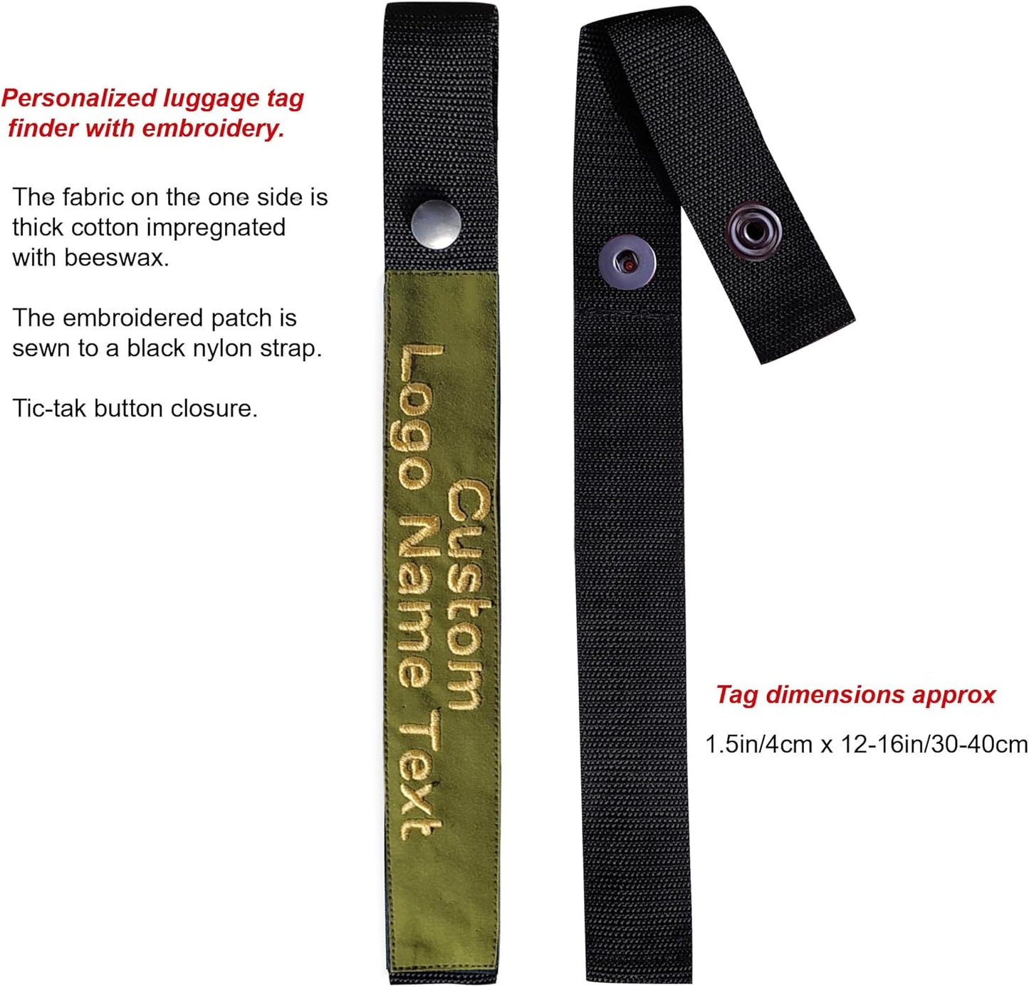 Personalized Luggage Handle Tag Finder | Custom Embroidered Icon Monograms or Short Text ID Tag | Cover Identifier Marker for Suitcase or Bag | Accessories for Travel by ACORD EU (Leaf Green Tag)