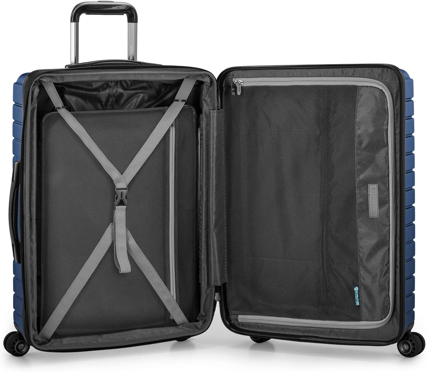 Traveler's Choice Archer Polycarbonate Hardside Spinner Luggage Set,Tie Down Straps, Blue, 2-Piece