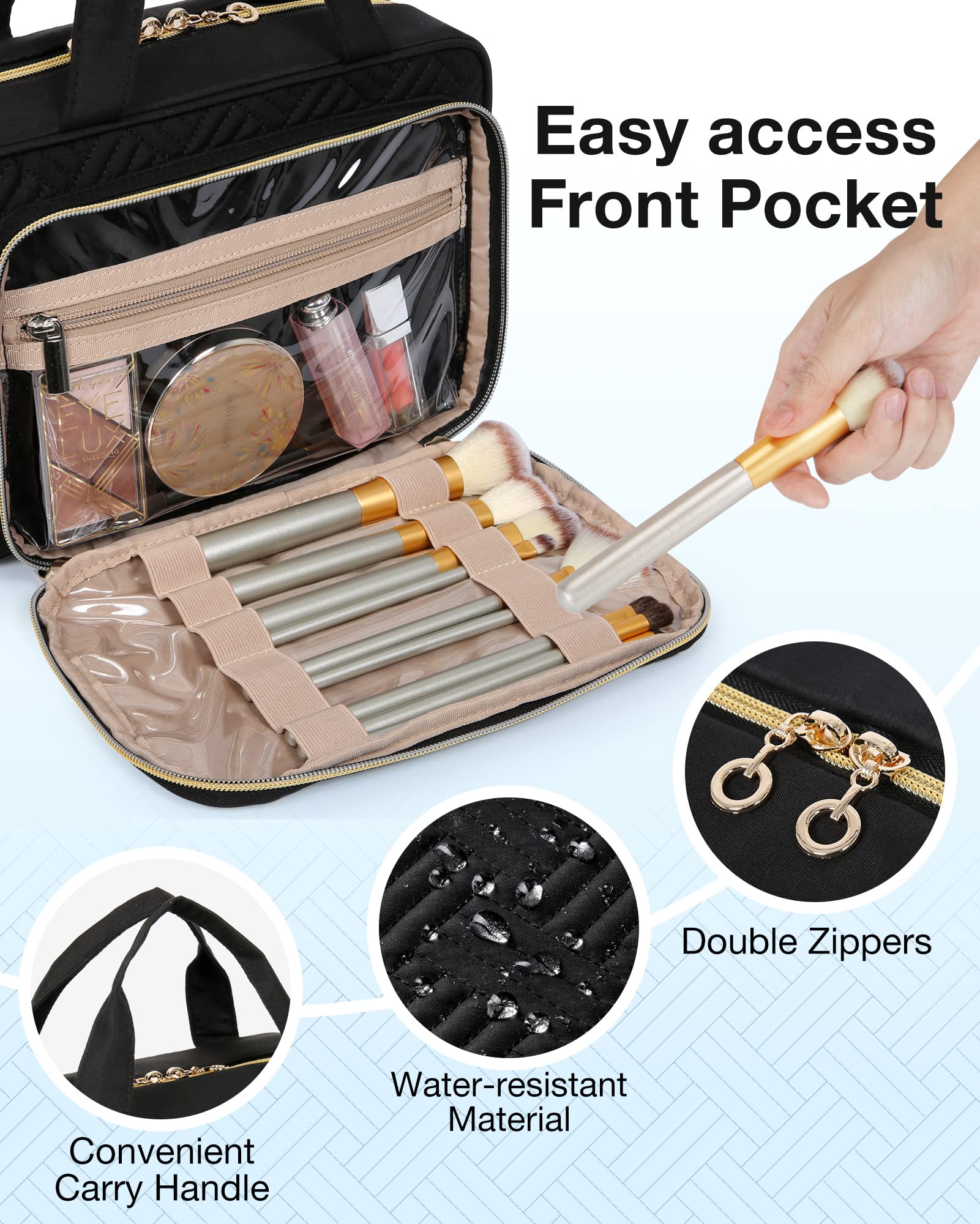 BAGSMART Toiletry Bag Hanging Travel Makeup Organizer with TSA Approved Transparent Cosmetic Bag