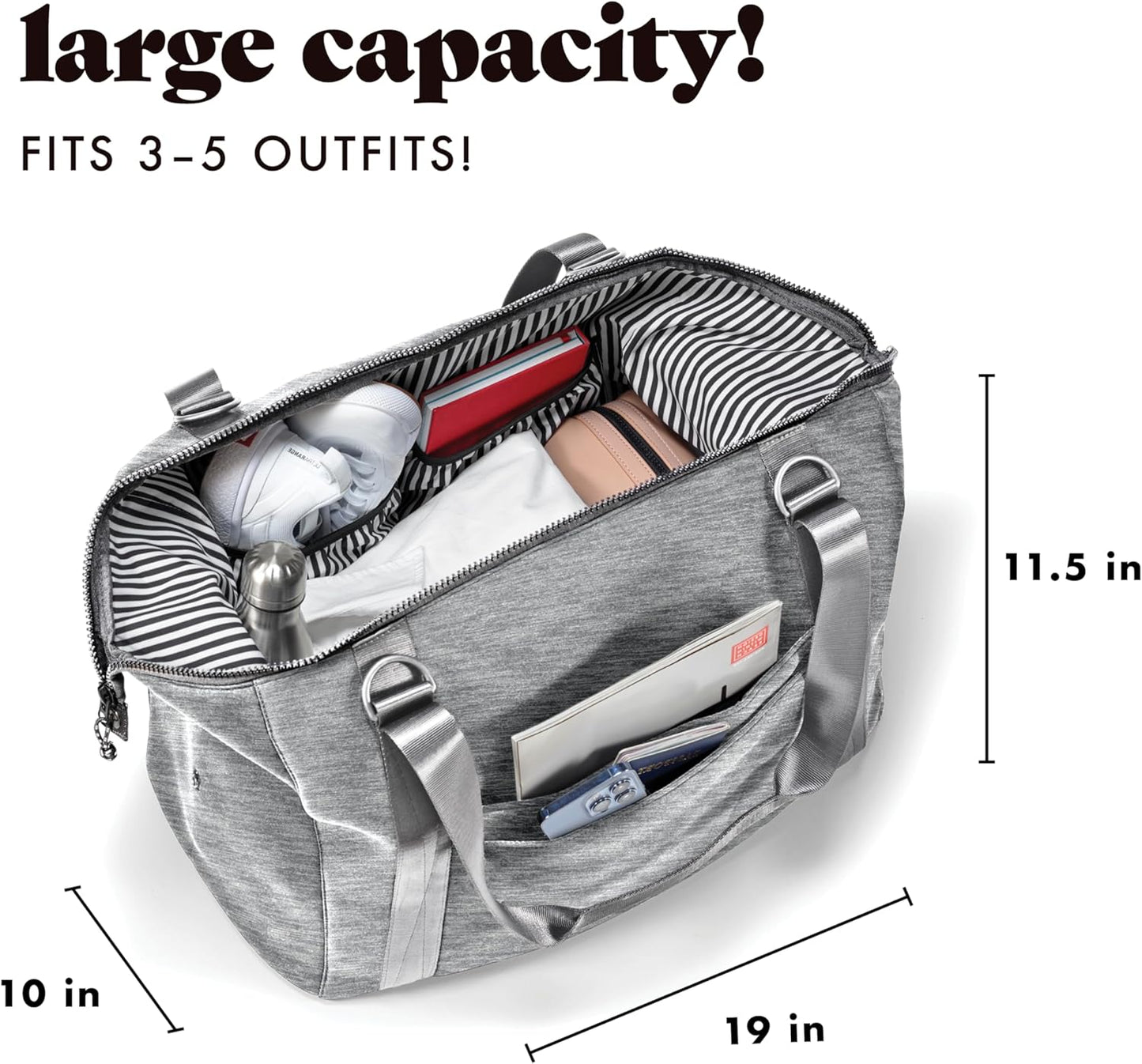 Fit & Fresh Premium Neoprene Weekender Bag With Trolley Sleeve - Large Overnight, Carry-on, Duffel, Gym, and Hospital Bag for Labor & Delivery