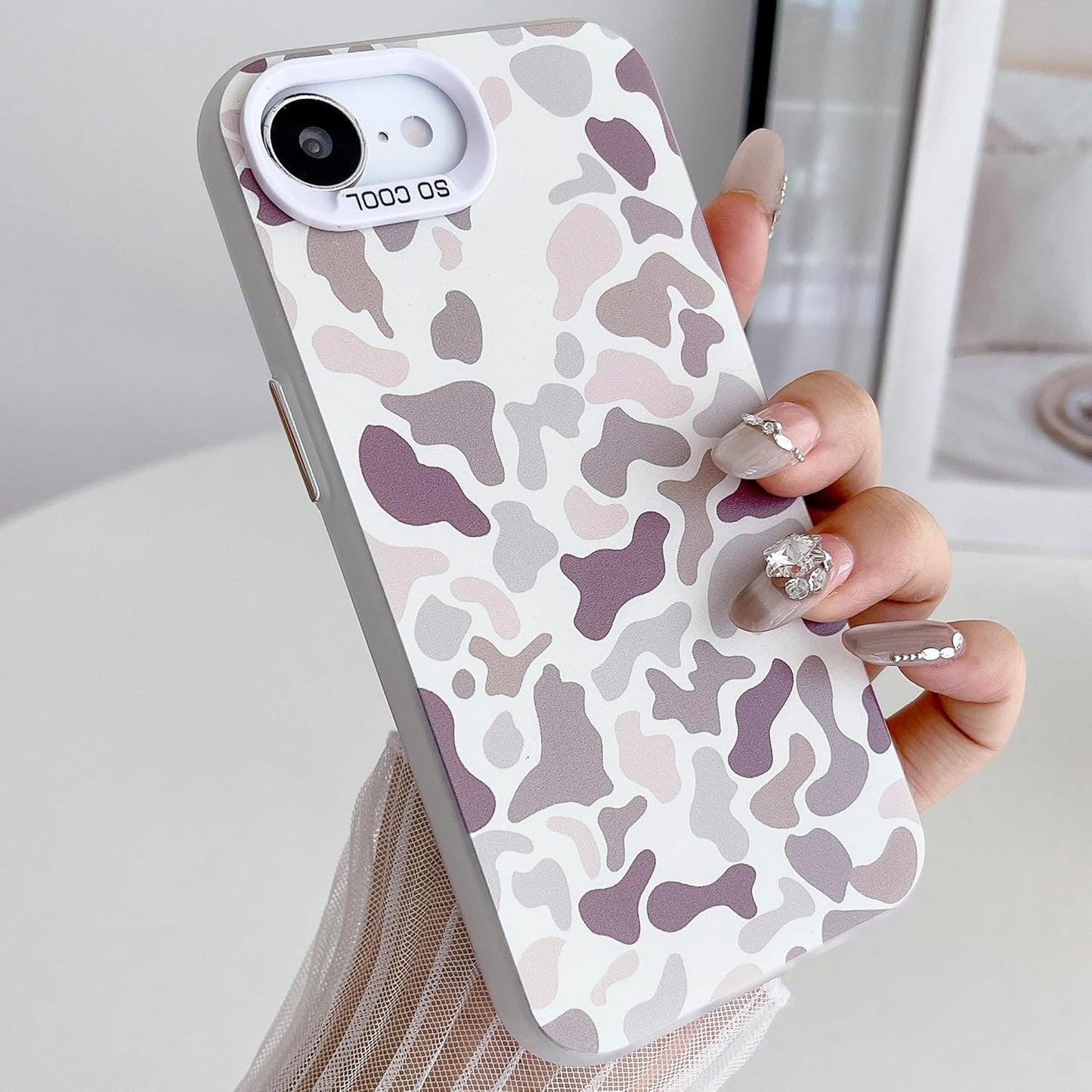for iPhone 16e Case, Vintage Camo Pattern Design for Men Boys Teens, Cool Camouflage Shockproof Protective Cover for Girls Women - White
