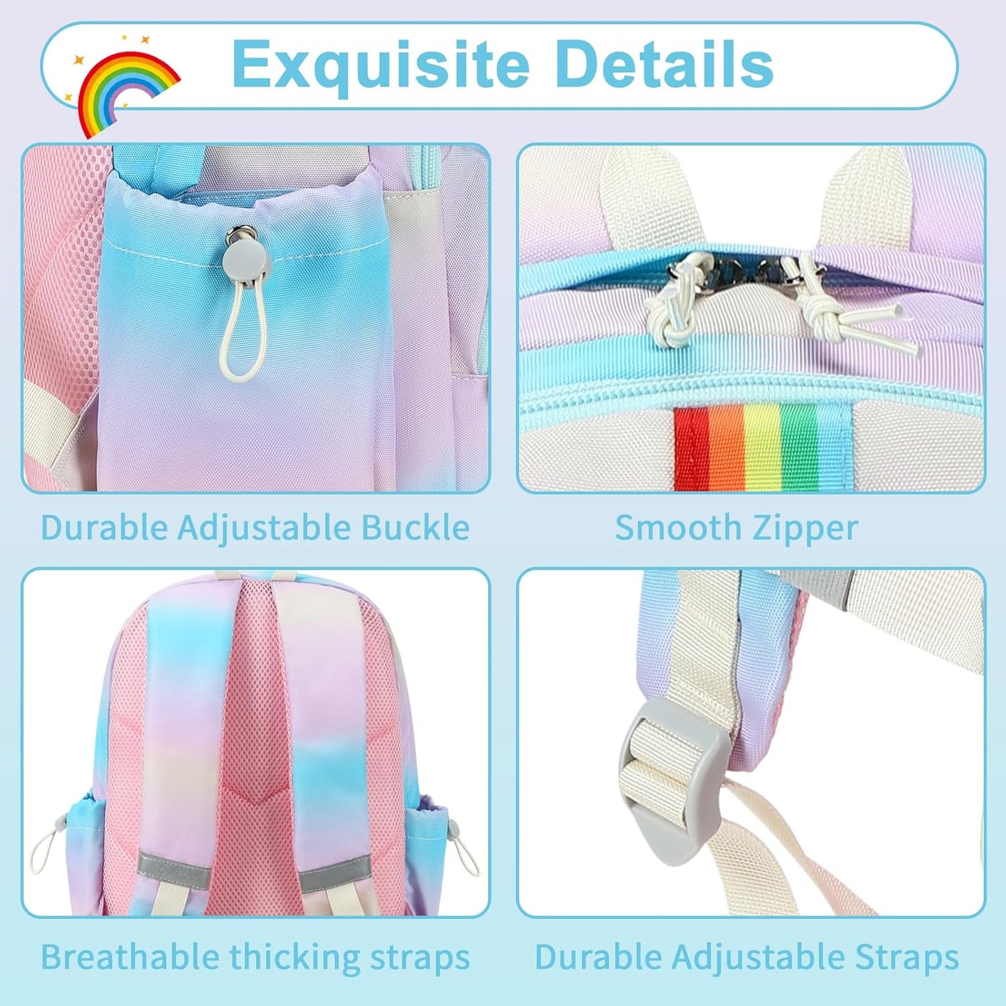 CAMTOP School Backpack for Girls, Kids Backpack for Elementary Middle Ages 8-10 Fit 15.6 Inch Laptop, Lightweight Travel Casual Daypack (Gradient)