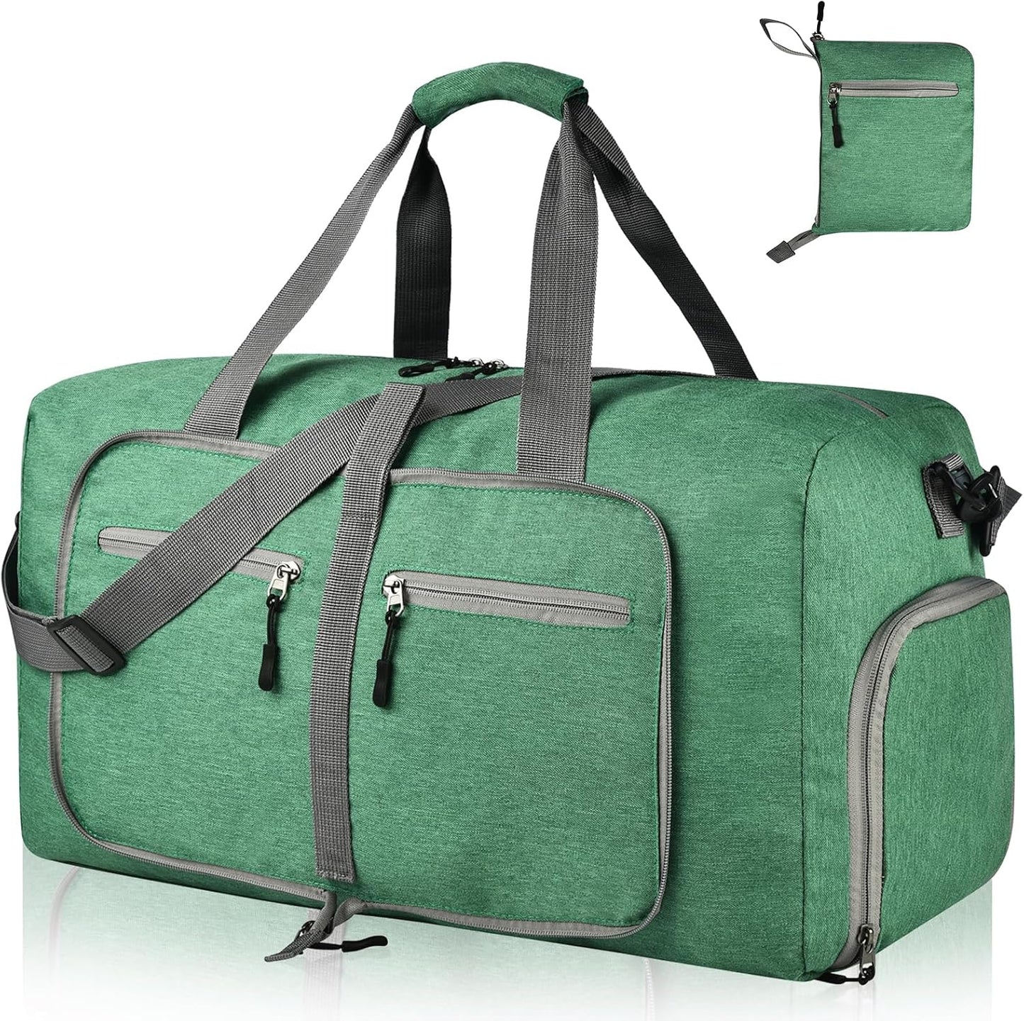Dimayar 85L Travel Duffle Bag for Men Women - Foldable Duffel Bag with Shoes Compartment - Overnight Bags Waterproof & Tear Resistant(Forest Green)