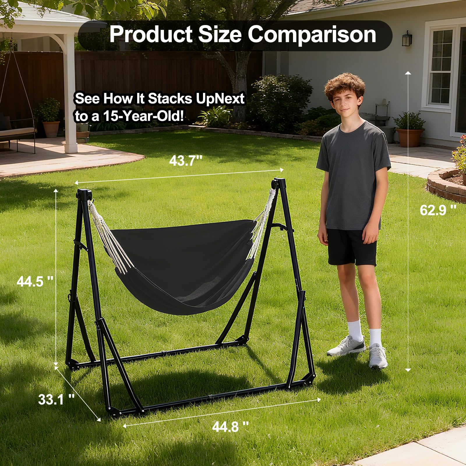 2-in-1 Hammock Chair with Stand, Portable Hammock, Black