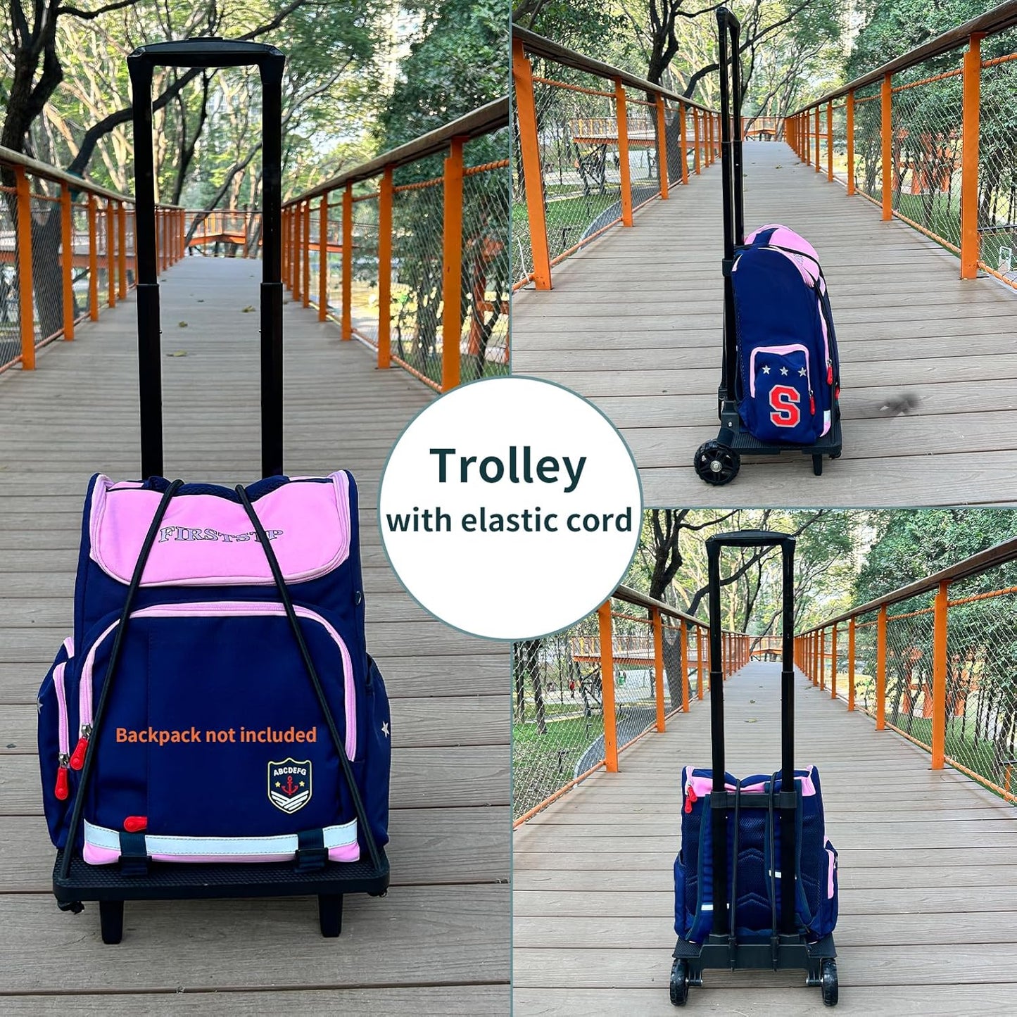 Backpack Cart with Elastic Ropes, Aluminium Alloy Folding Trolley for Luggage, Laptops, Camping Gear, Grocery Bags & More-Lightweight & Portable Hand Truck
