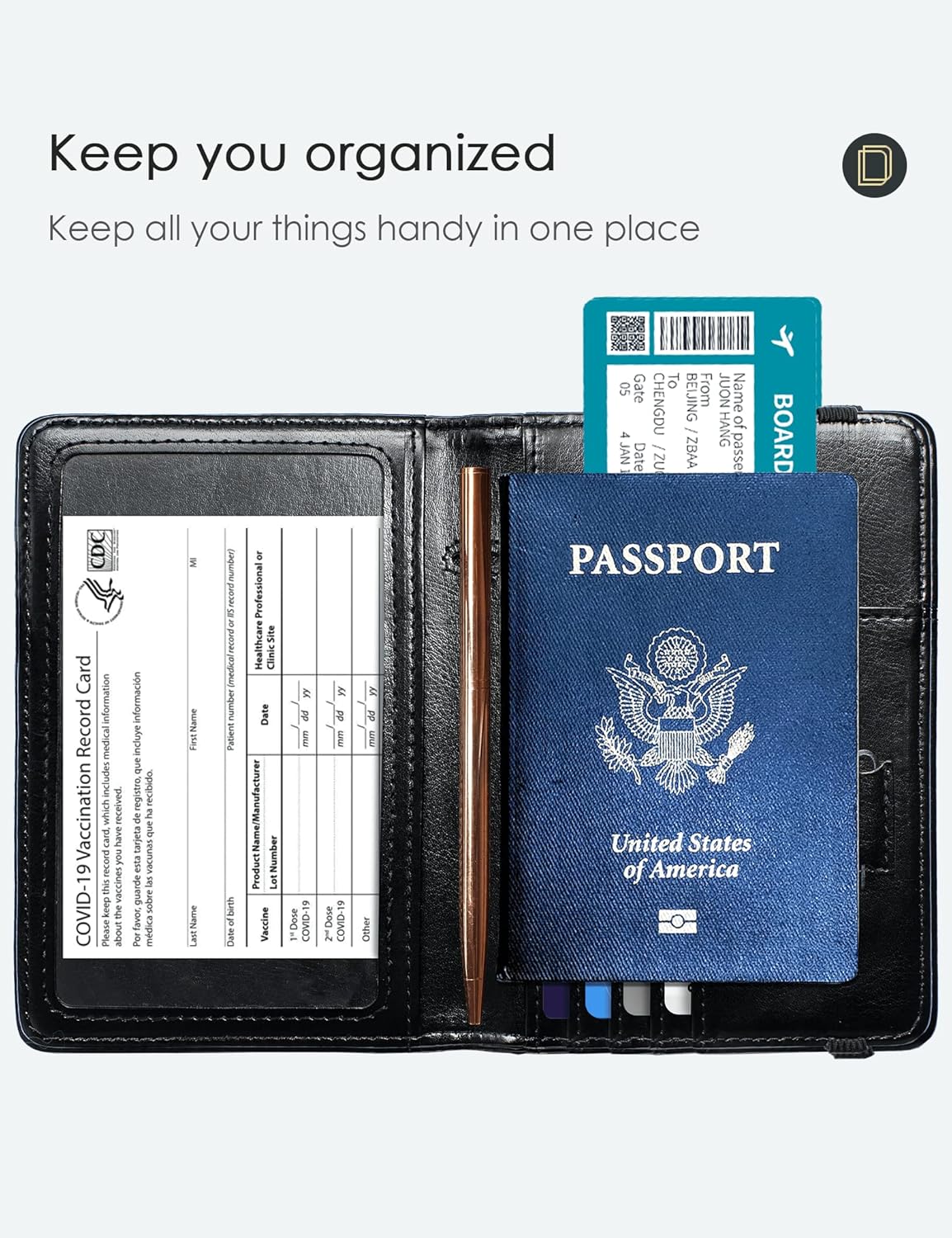 Mymazn Passport Holder with Clear Pocket Passport Case Passport Cover Women Passport Case with RFID