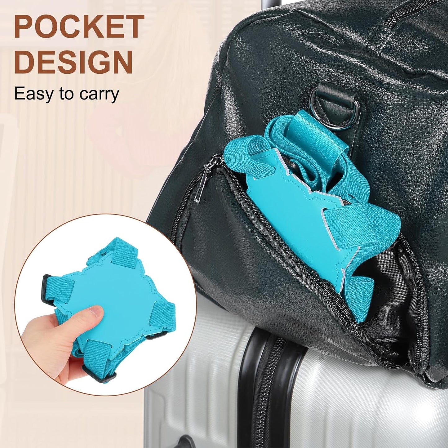 MECCANIXITY Luggage Strap Bag Bungee Elastic Suitcase Adjustable Belt for Suitcases Add A Bag Easy to Travel, Blue