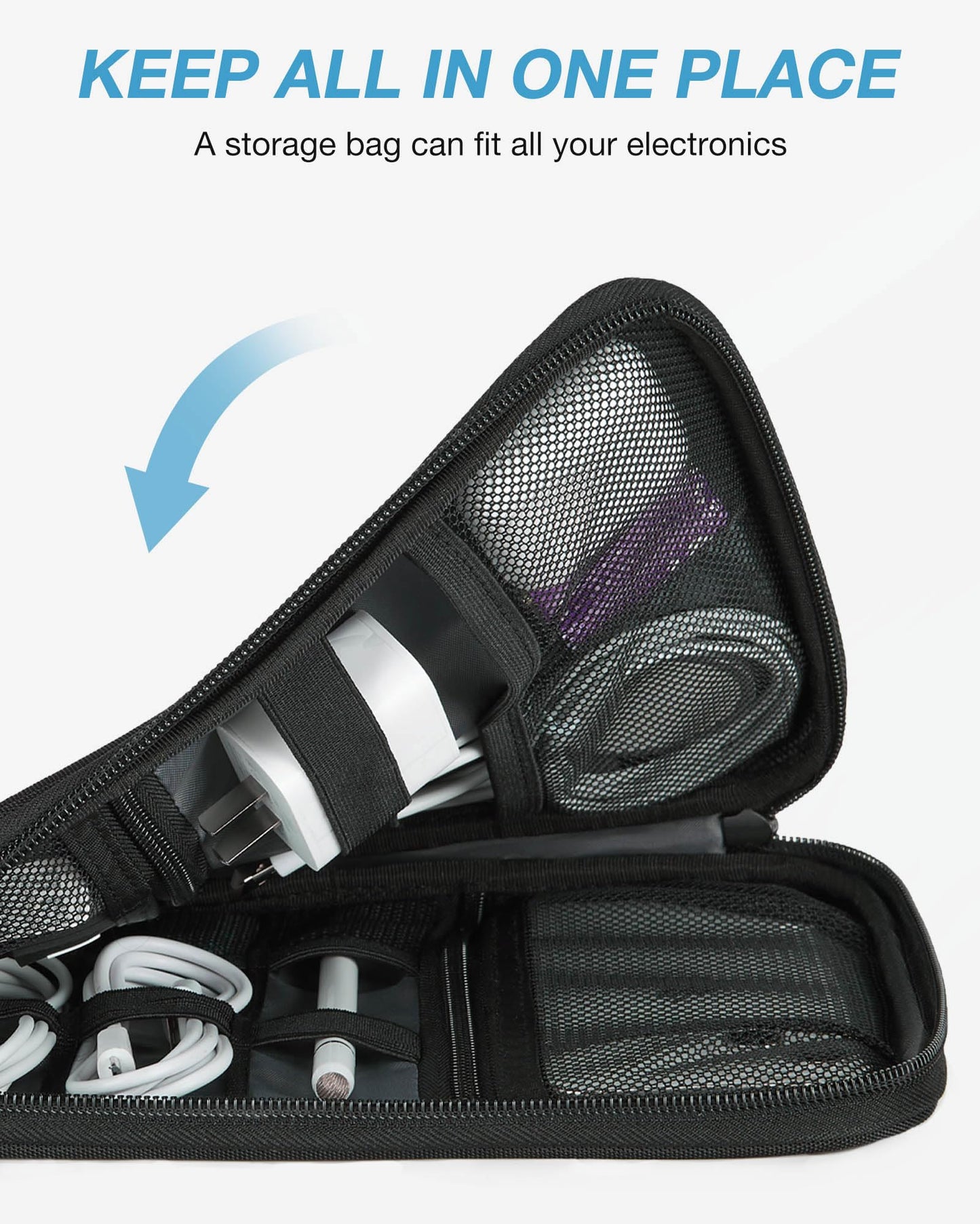 BAGSMART Large Electronic Organizer Travel Case for Tech Accessories, Black
