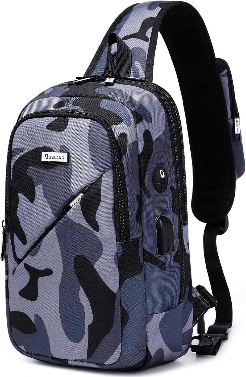 DUSLANG Hiking Crossbody Sling Backpacks Sling Bag for Men, Shoulder Backpack Chest Bags with USB Charger Port