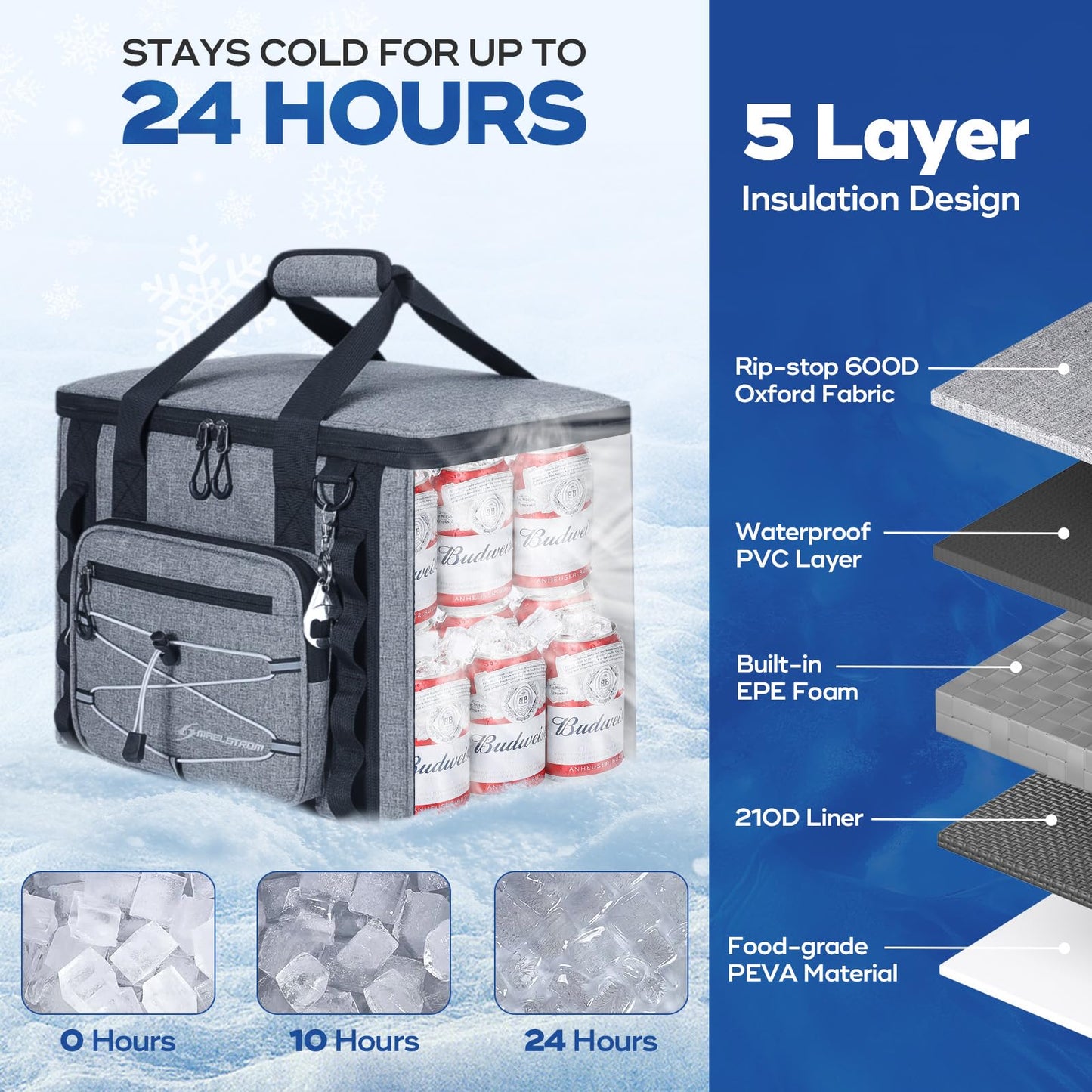 Maelstrom 30Can Collapsible Soft Cooler Bag, Leakproof Insulated Ice Chest