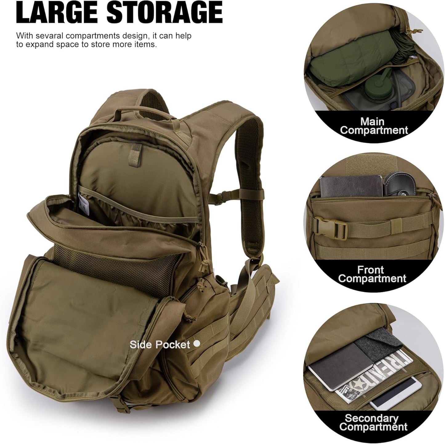 Mardingtop Tactical Molle Backpack for Men- 28L EDC Hiking & Motorcycle Backpack