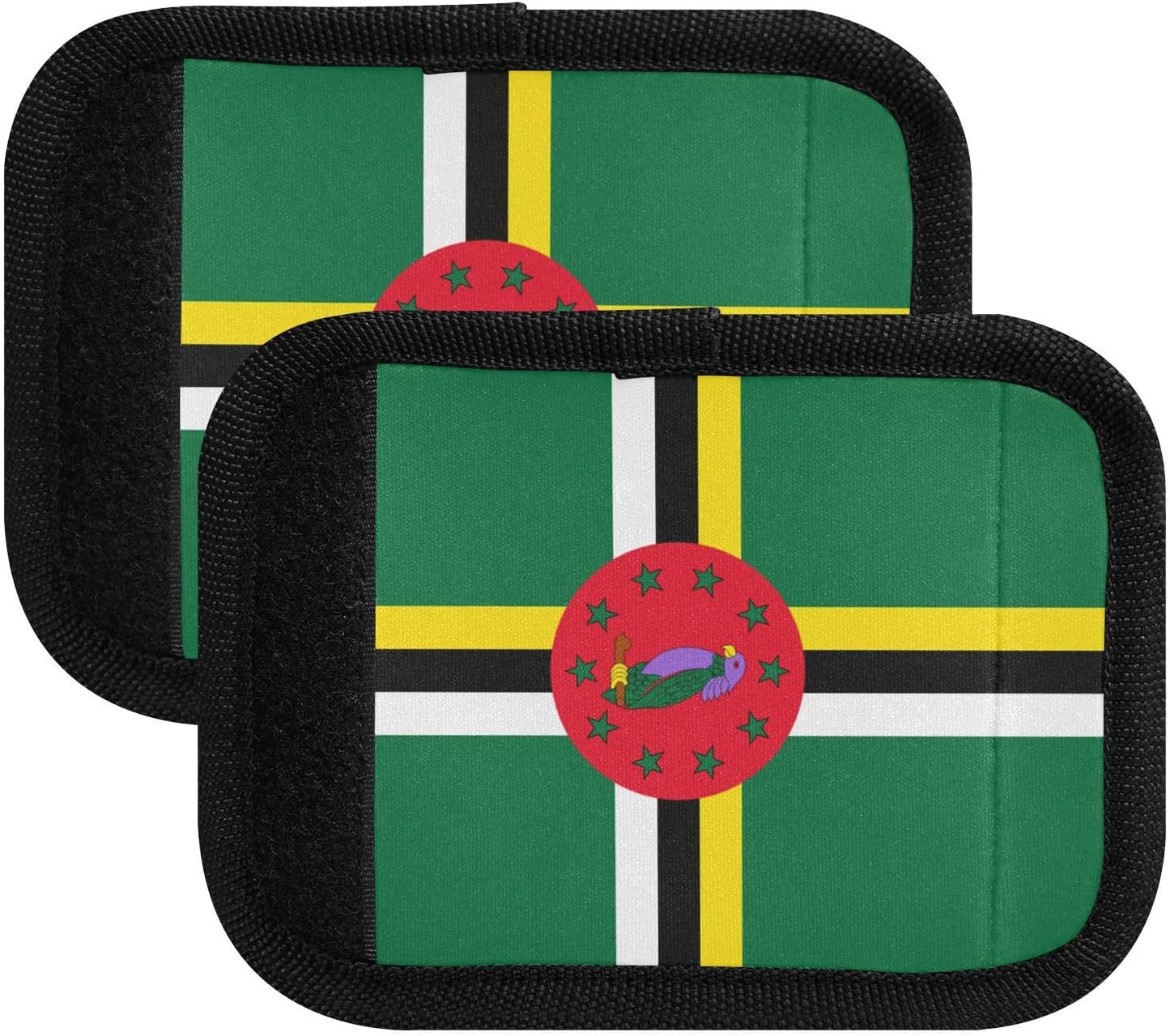 Dominica Flag 2 Pack Luggage Handle Wrap for Suitcase Luggage Identifier Travel Tags Handle Protection Sleeve Cover