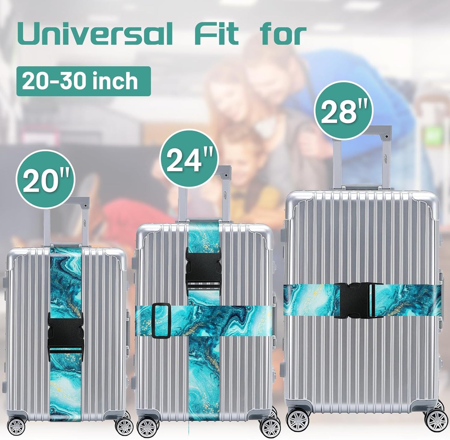 Slohif Luggage Straps for Suitcases Travel Belt Accessories Luggage Connector Identifiers Over Handle with Buckle Unique Nylon Adjustable Strap for Sleeping Bag Car Seat Green Marble(2 Pack)
