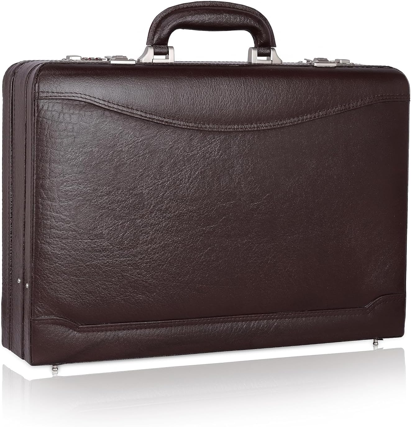 Full Grain Leather Briefcase Attache Case For Unisex Size L18 * W5 * H12 Inches Expandable