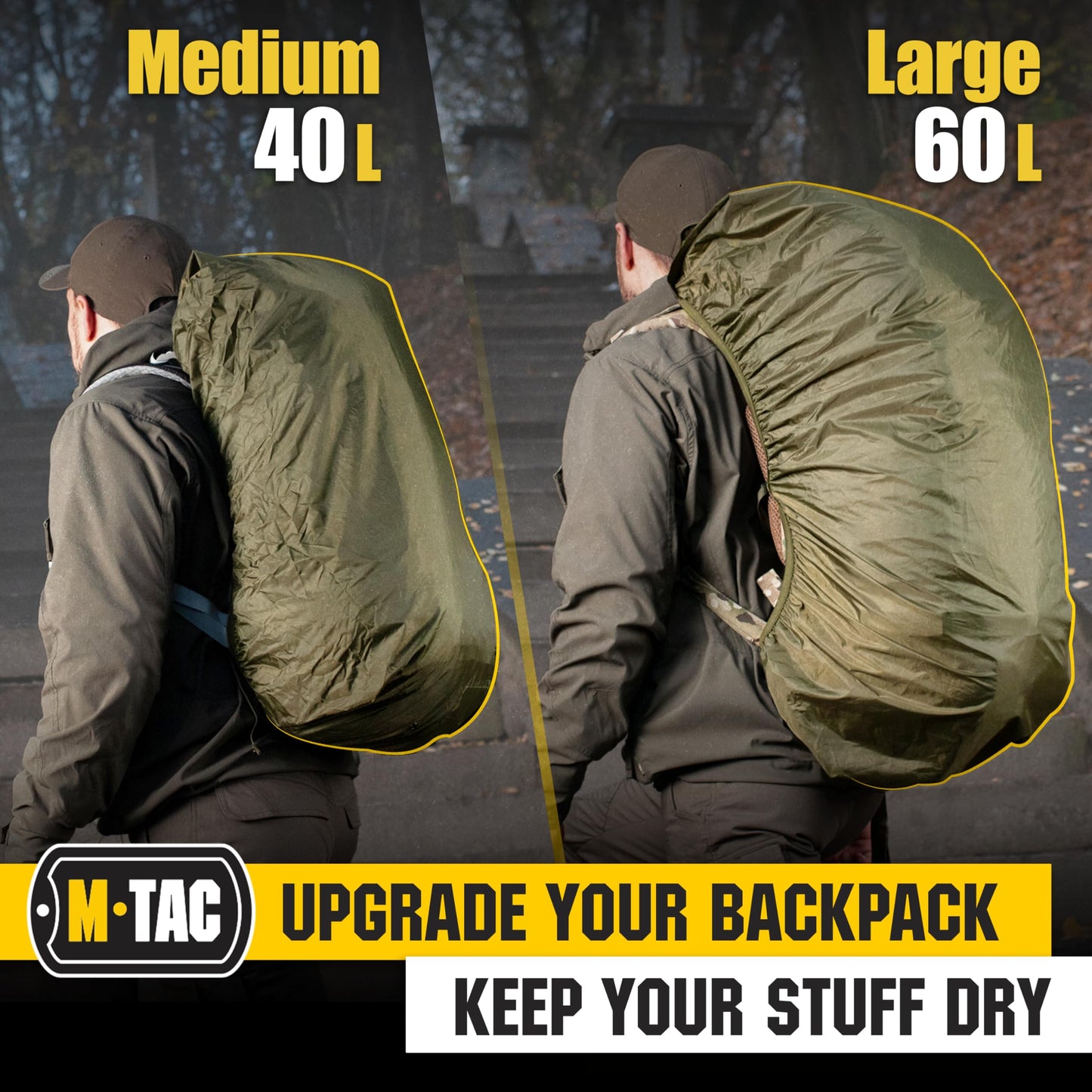 M-Tac Backpack Rain Cover Waterproof - Bag Rain Cover 50-60L - for Hiking Travel Camping Military