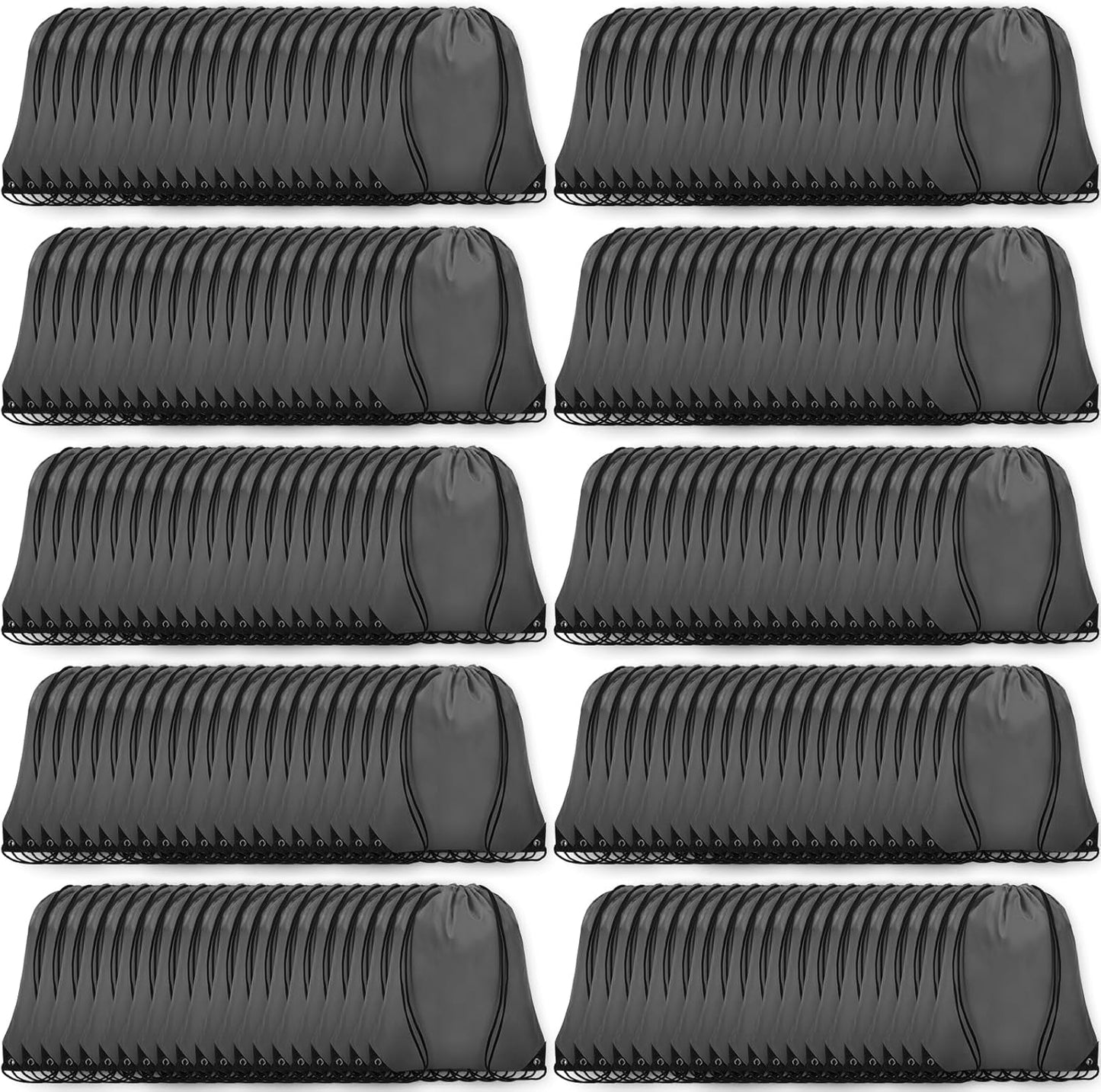200Pcs Drawstring Backpack Bulk Cinch Sackpack Drawstring Bags Nylon for Gym Party Trip(Grey)