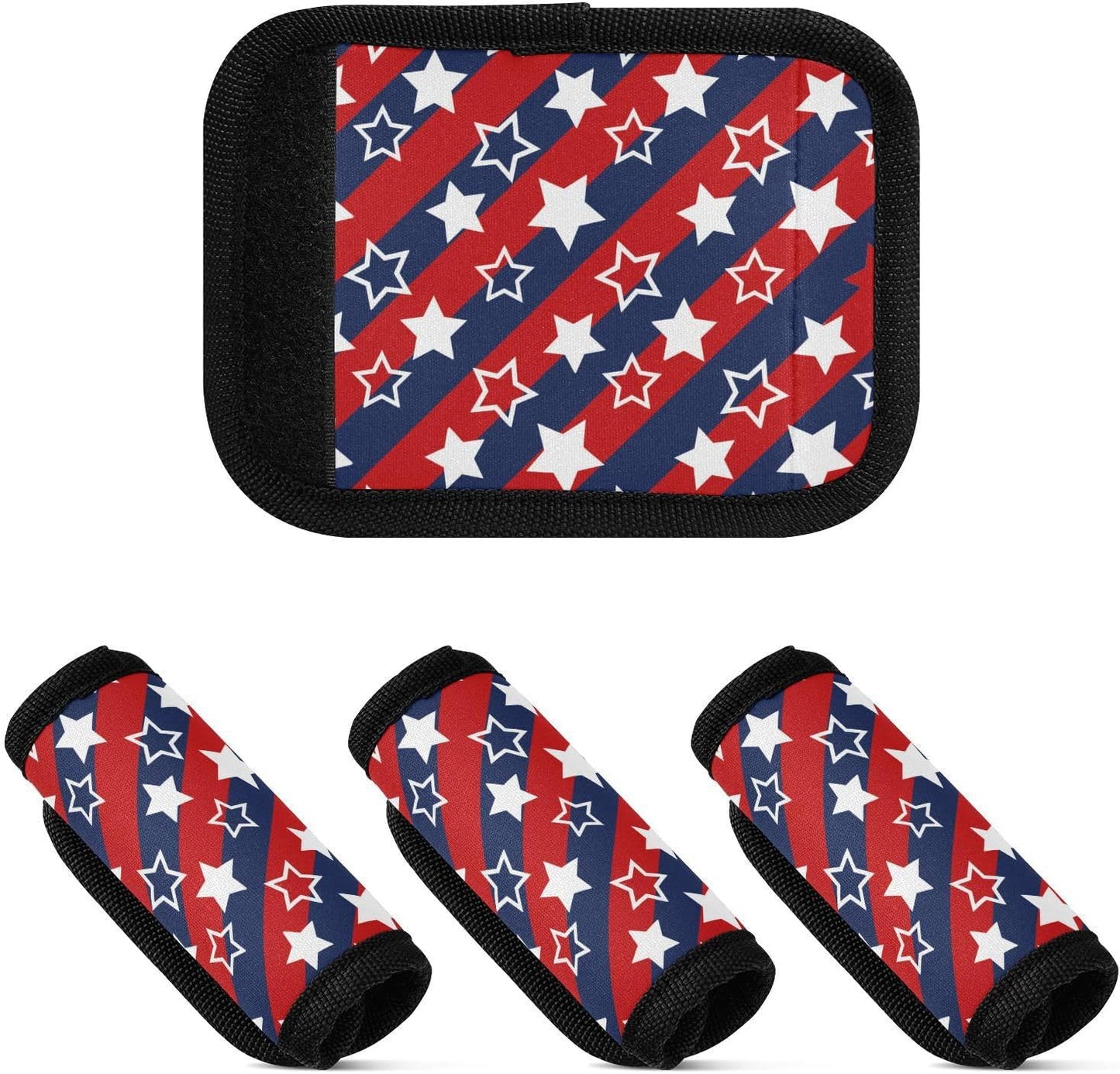 4 PC Luggage Handle Wrap Luggage Handle Covers Tags for Suitcase Bags Travel Luggage Handle Identifier Gripper Abstract Star Flag