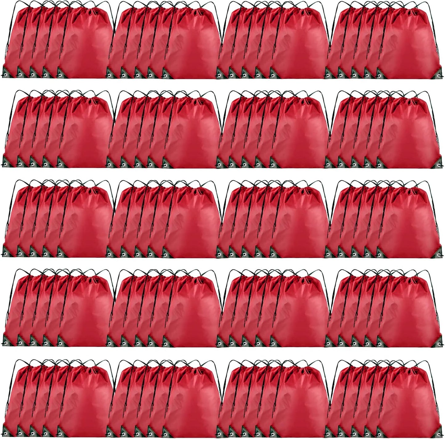 Drawstring Backpack Bulk 100Pcs Cinch Bag, Polyester Drawstring Bags for Gym Beach Sports Short Trip Party (Red)