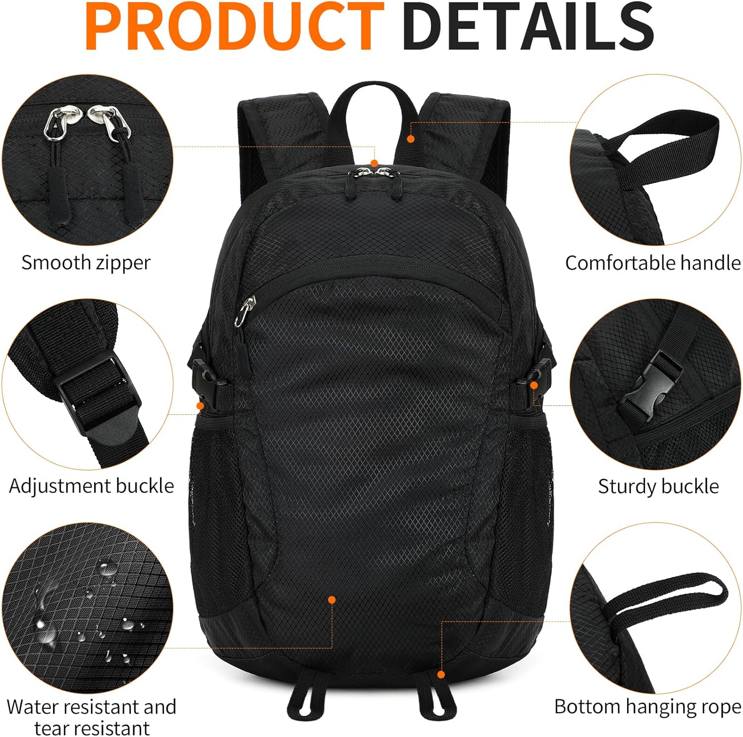Small Hiking Backpack 15L Travel Lightweight Hiking Packable Daypack Water-Resistant Foldable