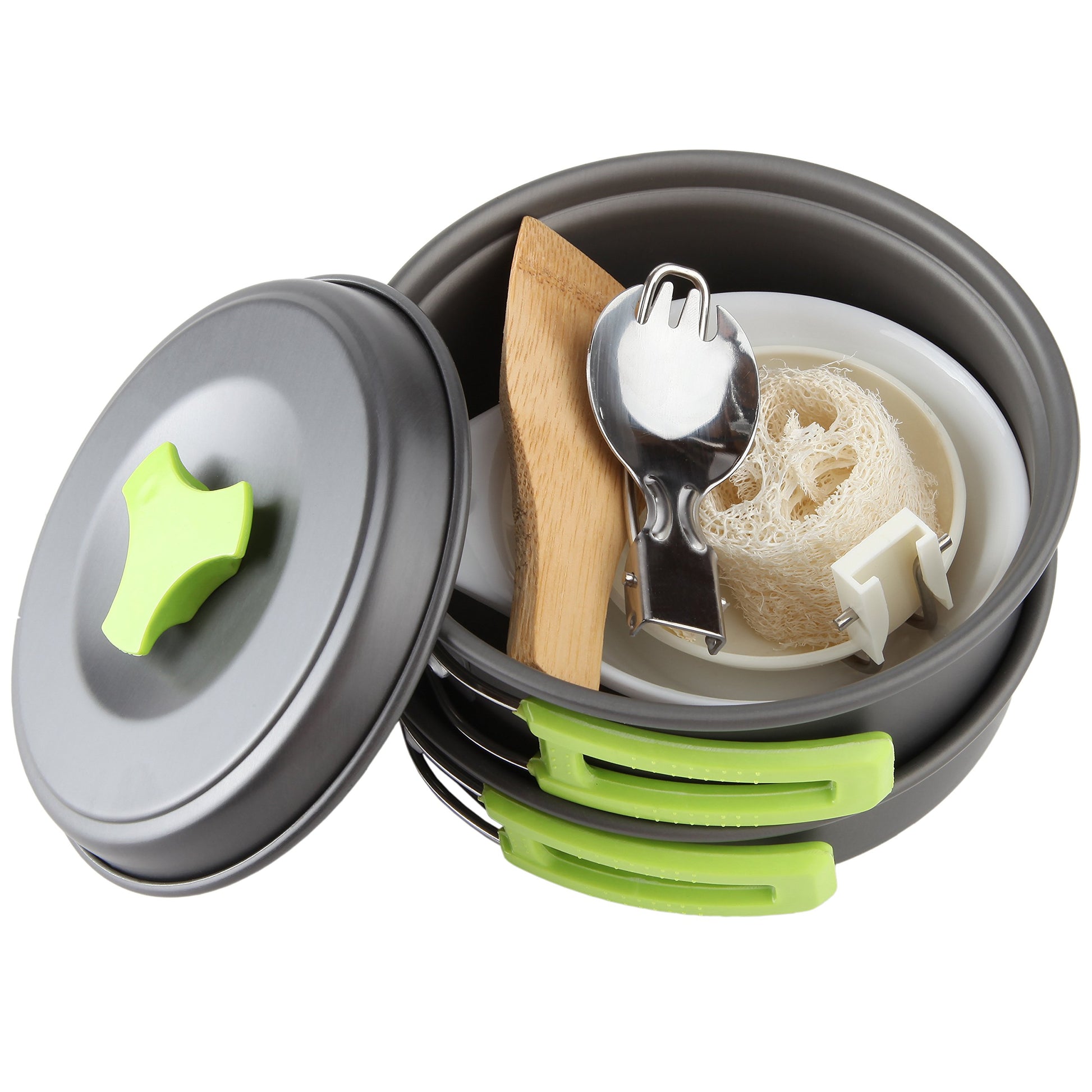 1 Liter Camping Cookware Mess Kit Backpacking Gear & Hiking Outdoors Bug Out Bag Cooking Equipment