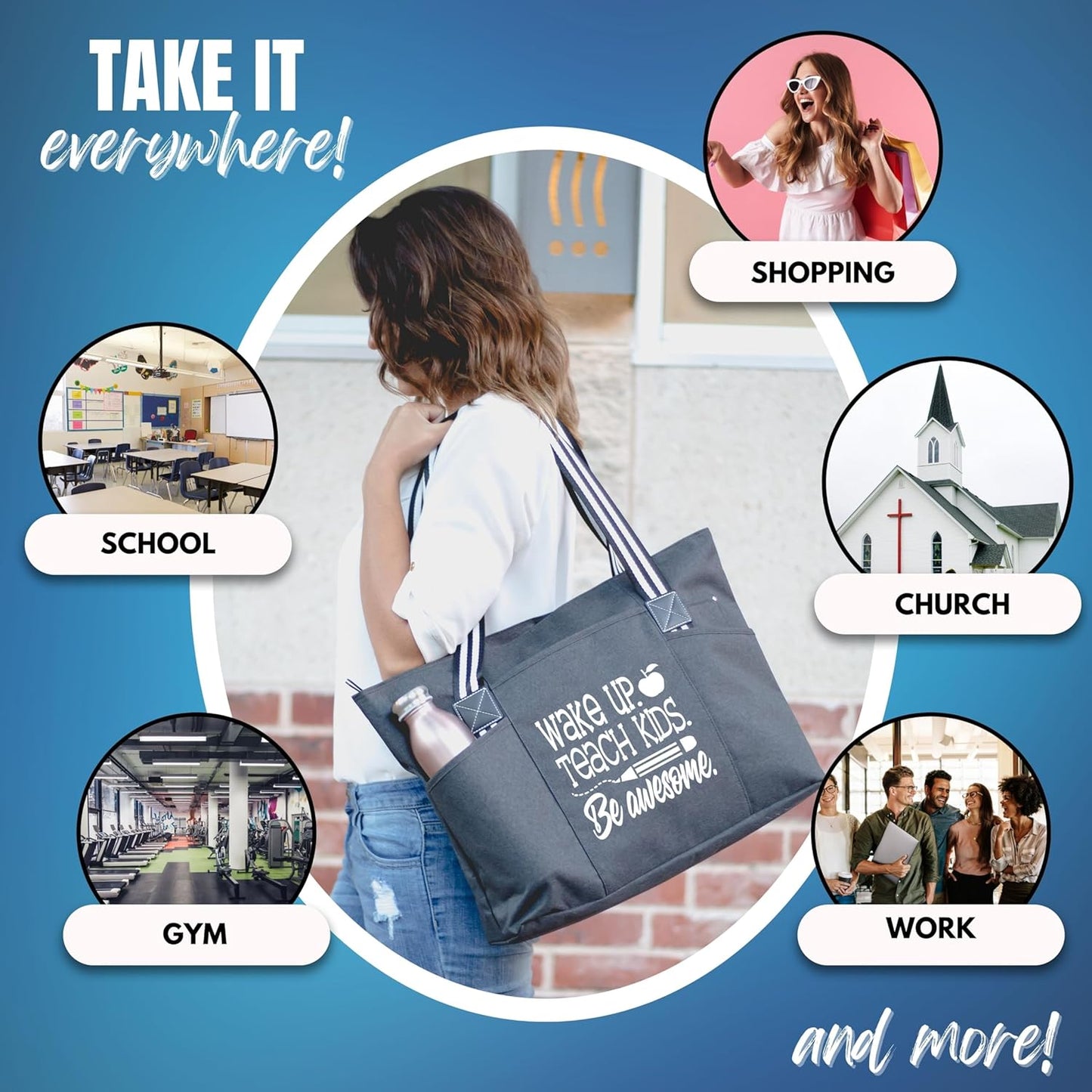 Brooke & Jess Designs Teacher Tote Bag for Work - Teacher Handbag Gifts for Women, Teacher Bag Best Teacher Appreciation Gift