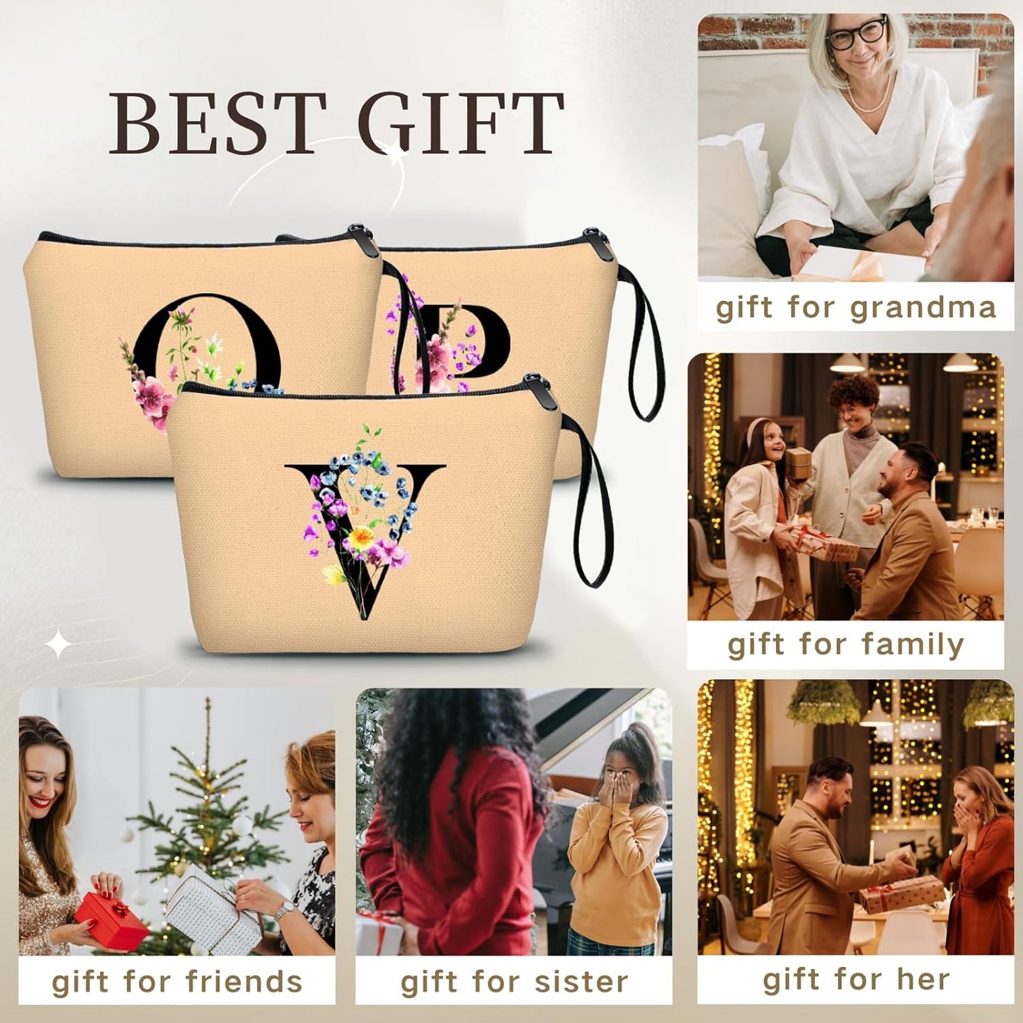 SEAMOON Maid of Honor Friendship Birthday Gifts for Women Her Aunt Sister Bridesmaid Coworkers Bride Personalized Makeup Cosmetic bag with Mirror Mothers Day Christmas Graduation V