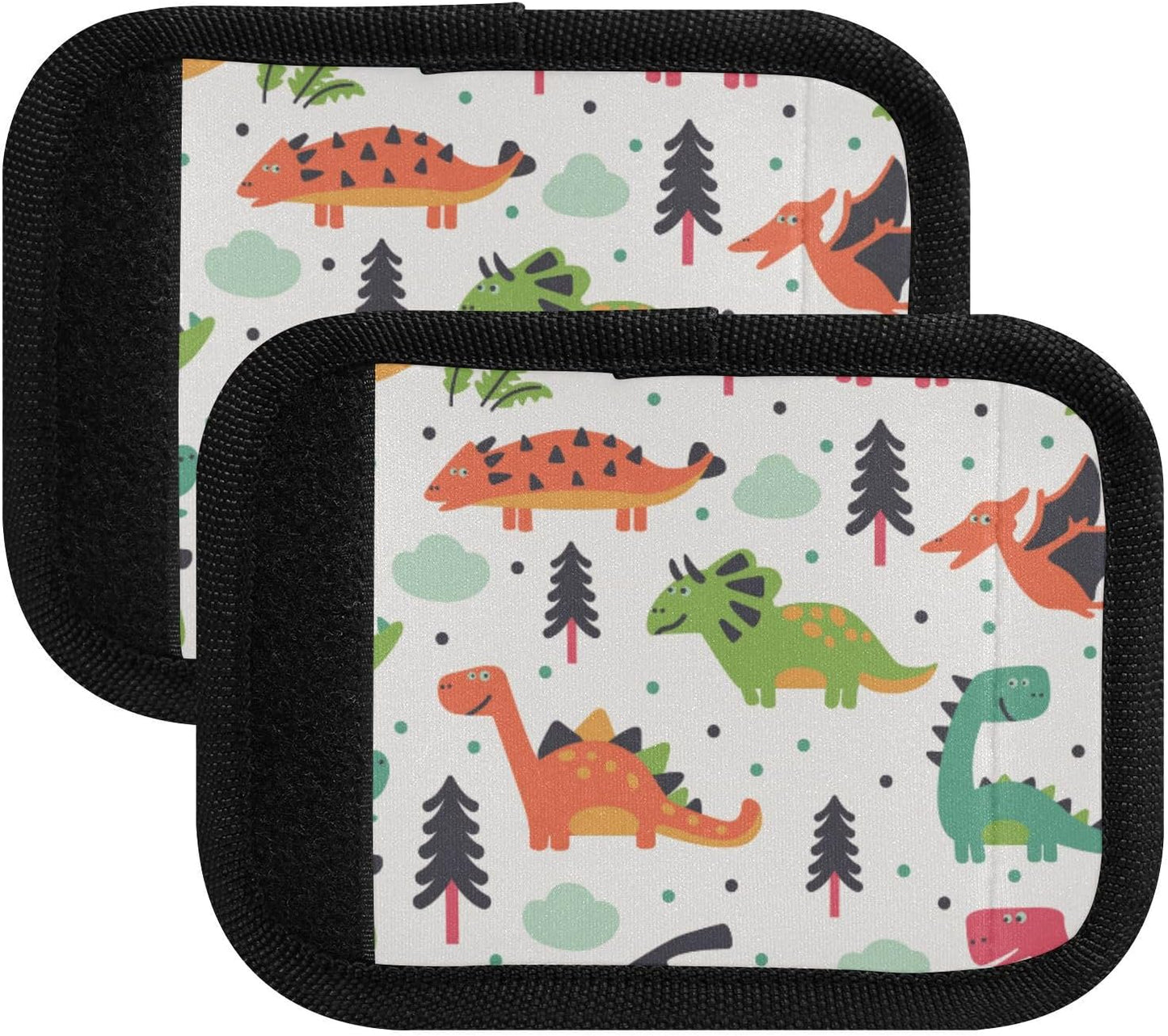 2Pcs Luggage Handle Wrap Suitcase Identifier Handle Covers Tags Soft Travel Bags Luggage Handle Gripper Accessories for Airplane Flying Colorful Dinasour