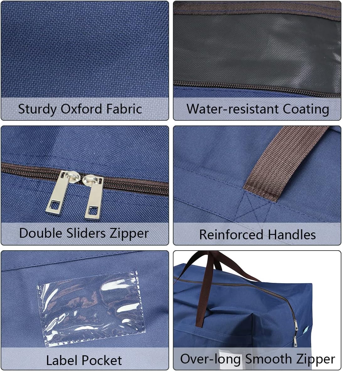 iwill CREATE PRO Pack of 3 100L Large Size Clothing Bedding Storage Bags with Carry Handles, Duffle Bag for Travel Big Carry Bag for RV Travel, House Moving Bags, Blue