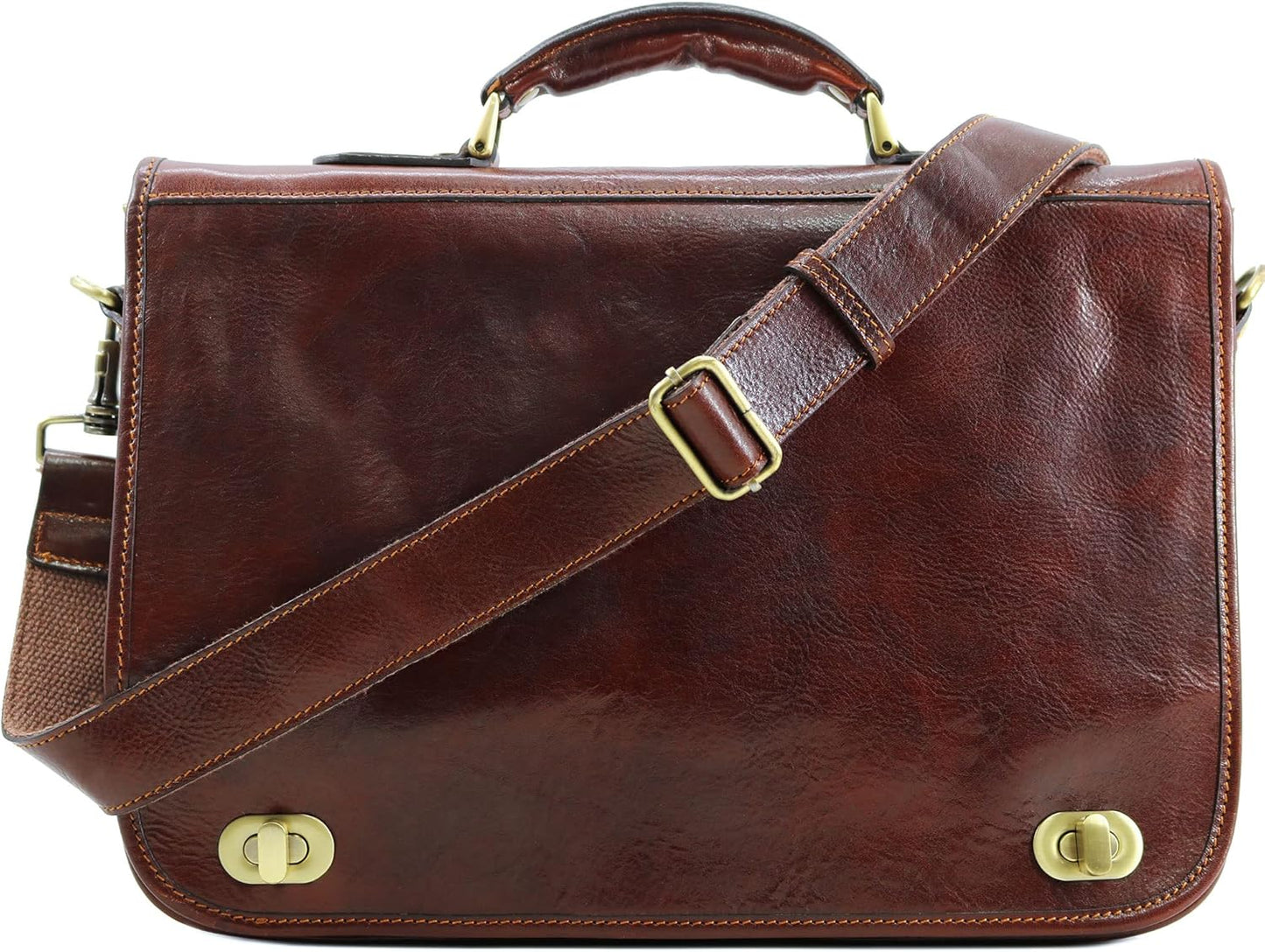 Floto Roma Leather Briefcase for Men Laptop Messenger Bag
