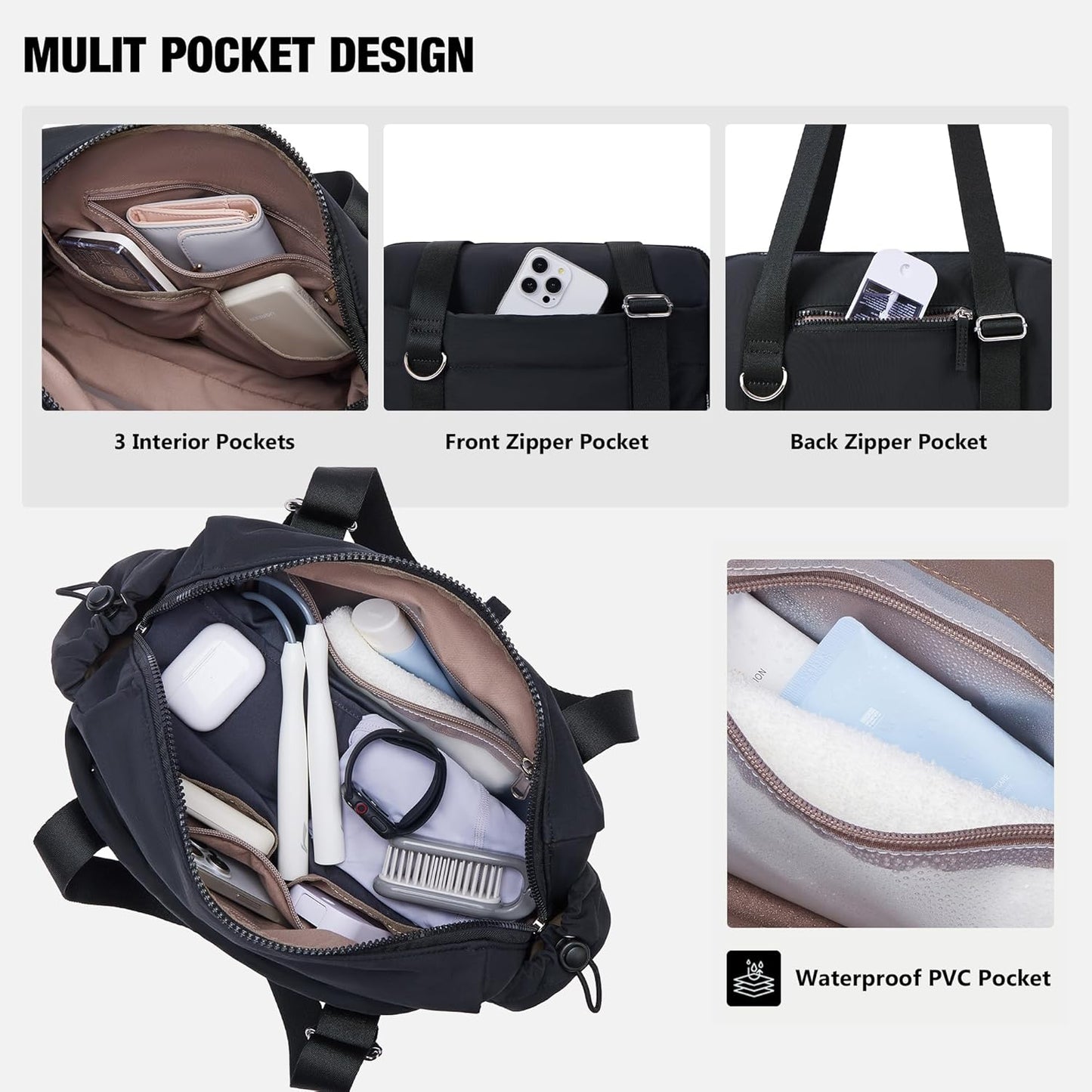 ROULENS Small Gym Bag for Women 2 Set Mini Gym Duffle Bag with Wet Compartment and Coin Wallet, Gym Tote Bag for Workout/Sport/Travel