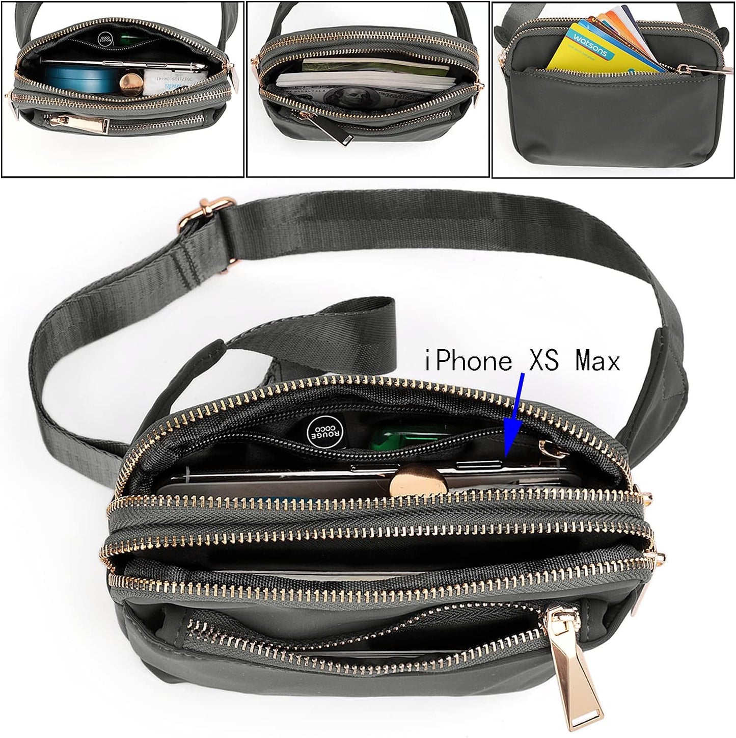 UTO Fanny Pack for Women Crossbody Trendy Fashion Belt Purse Chest Waist Hip Bumbag for Outdoor Shopping Travel Hiking