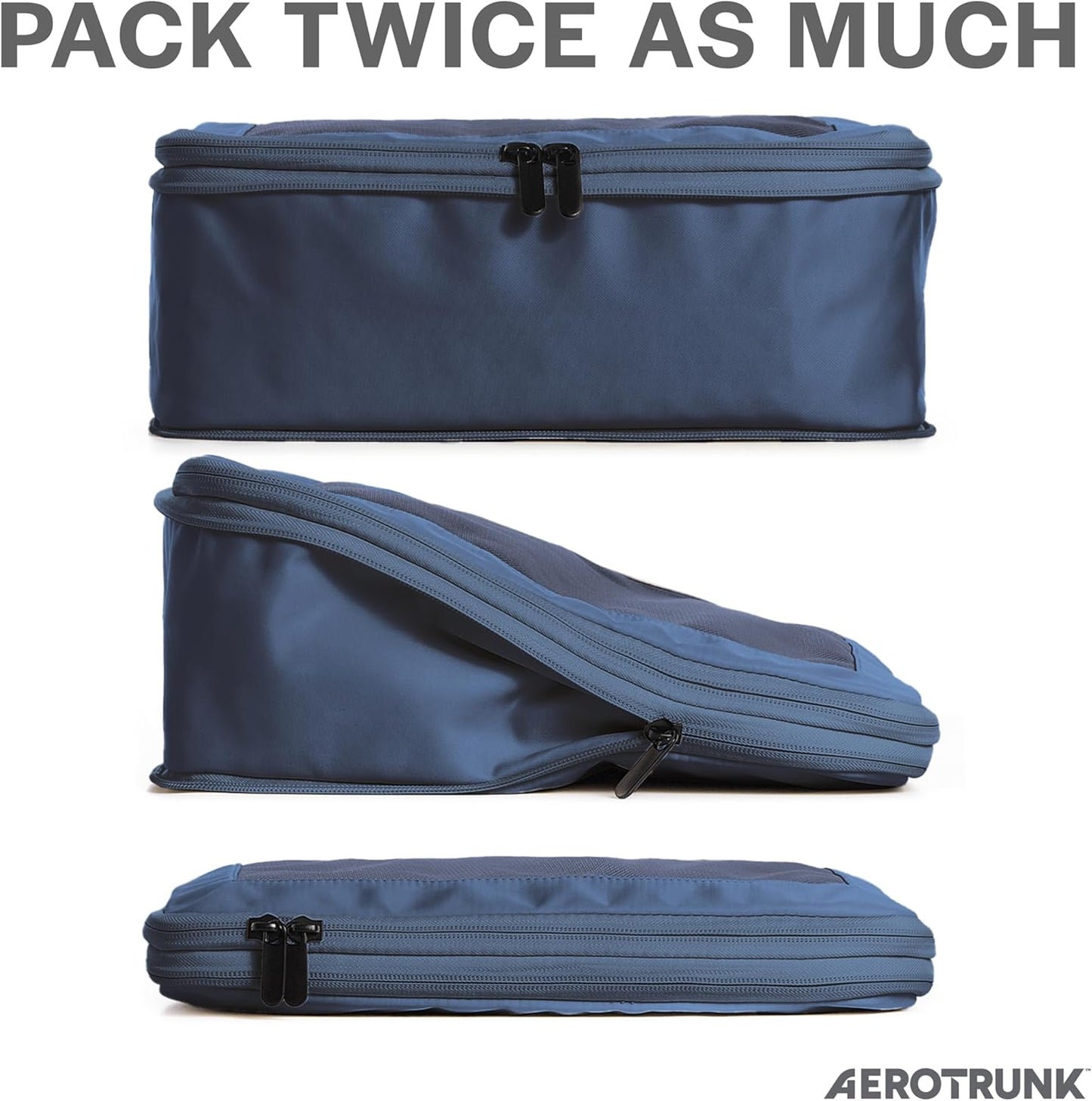 Aerotrunk Compression Packing Cubes for Travel - Luggage Organizer Bags - Double Zipper Packing
