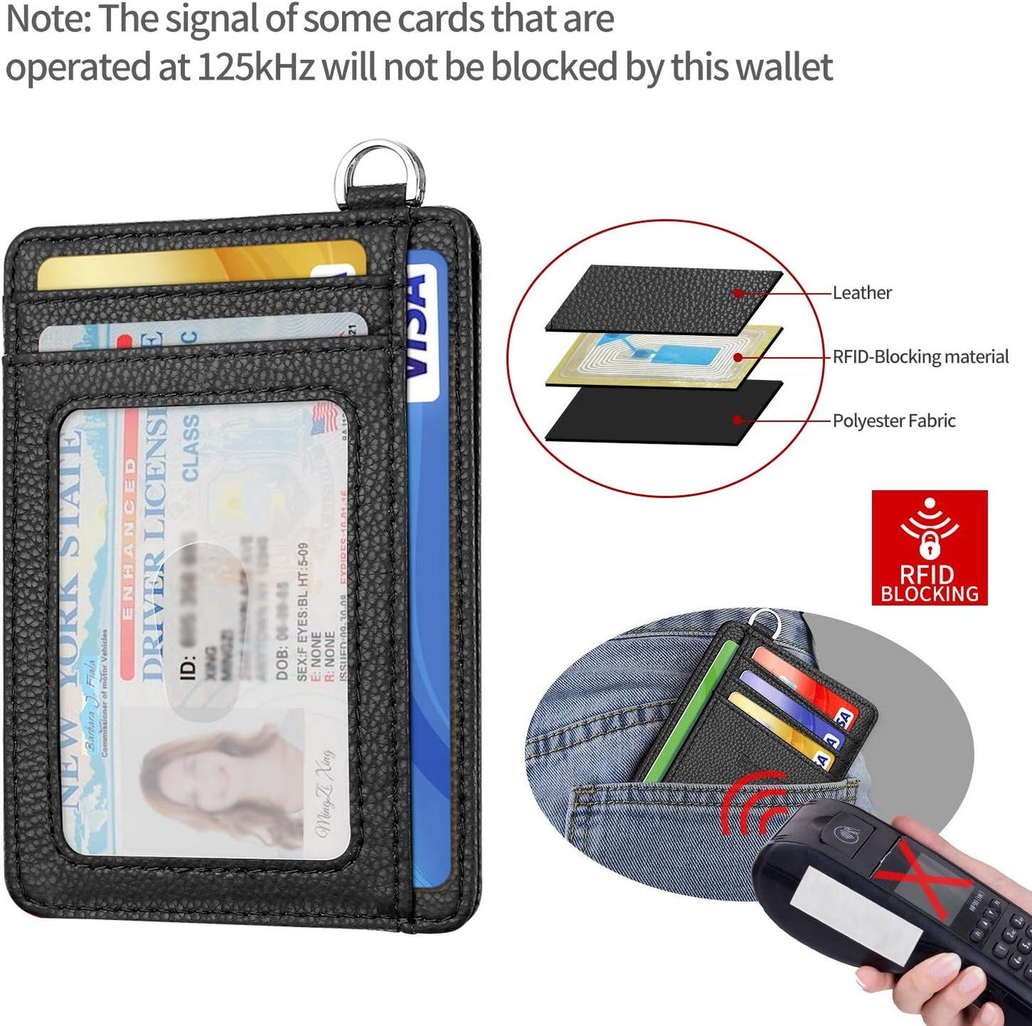 EcoVision Slim Minimalist Front Pocket Wallet, RFID Blocking Credit Card Holder Wallet with Detachable D-Shackle for Men Women