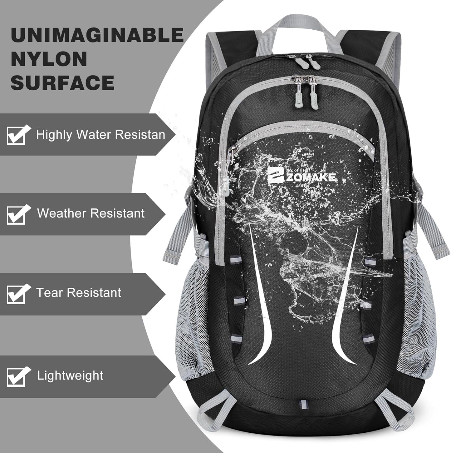 ZOMAKE Lightweight Packable Backpack 35L, Foldable Backpacks Water Resistant Collapsible Light