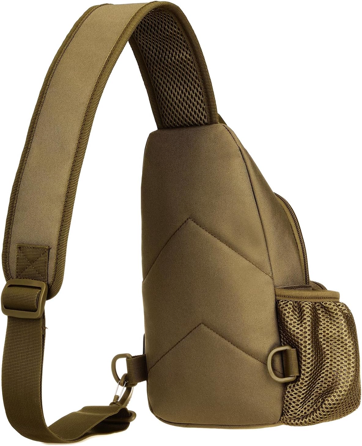 ZHIERNA Tactical Sling Crossbody Backpack with Water Bottle Holder, MOLLE EDC Shoulder Sling Chest Bags with USB Charging Port for Travel Walk(Black Cp)