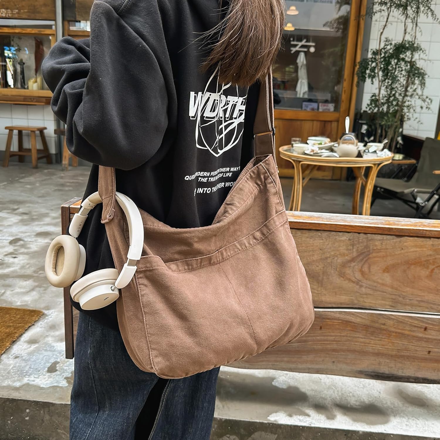 Canvas Messenger Bags for Women Crossbody Bag for School Hobo Men Cute Large Shoulder Lightweight