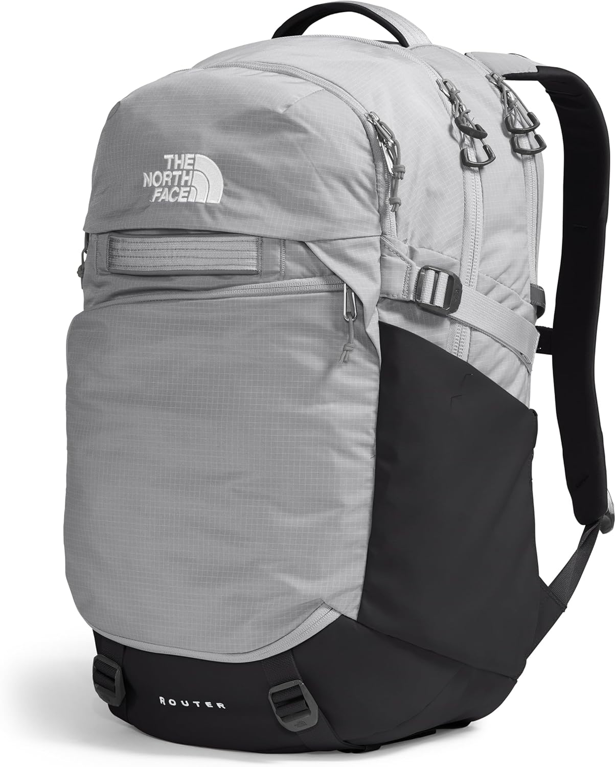 The North Face Router Everyday Laptop Backpack | Daypack with Water Repellent Finish, 17" Laptop Sleeve, Reflective Details, Meld Grey/TNF Black-NPF, One Size