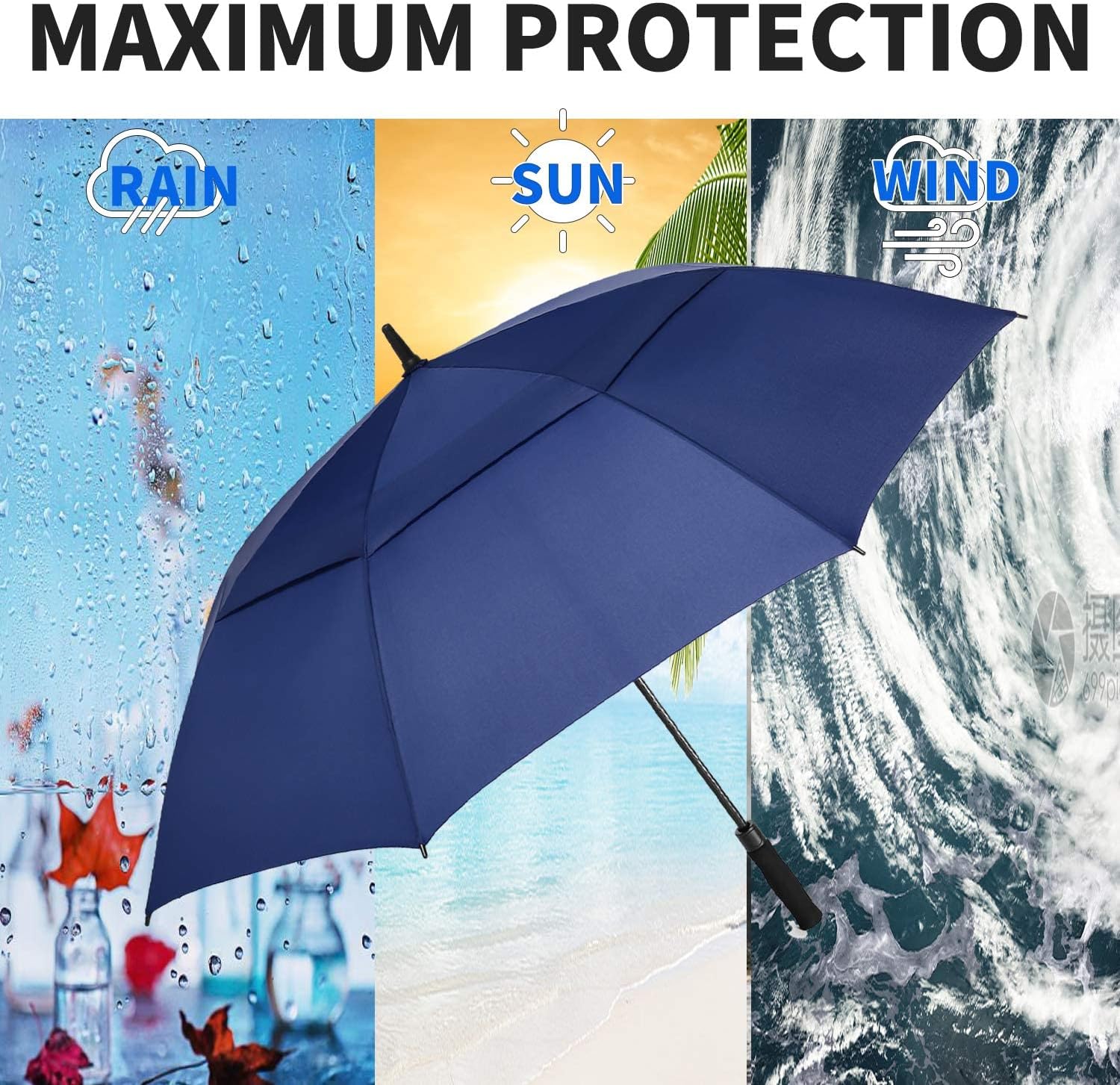 MRTLLOA Extra Large Golf Umbrella, 54/62/68/72 Inch Automatic Open, Oversize Double Canopy Vented