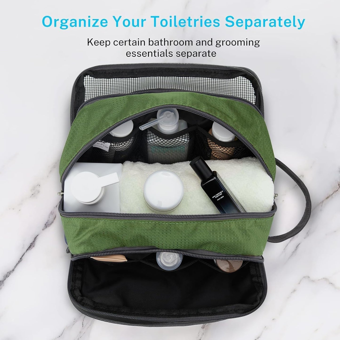 Gonex Travel Toiletry Bag Nylon, Shaving Bag Toiletry Organizer Olive Green