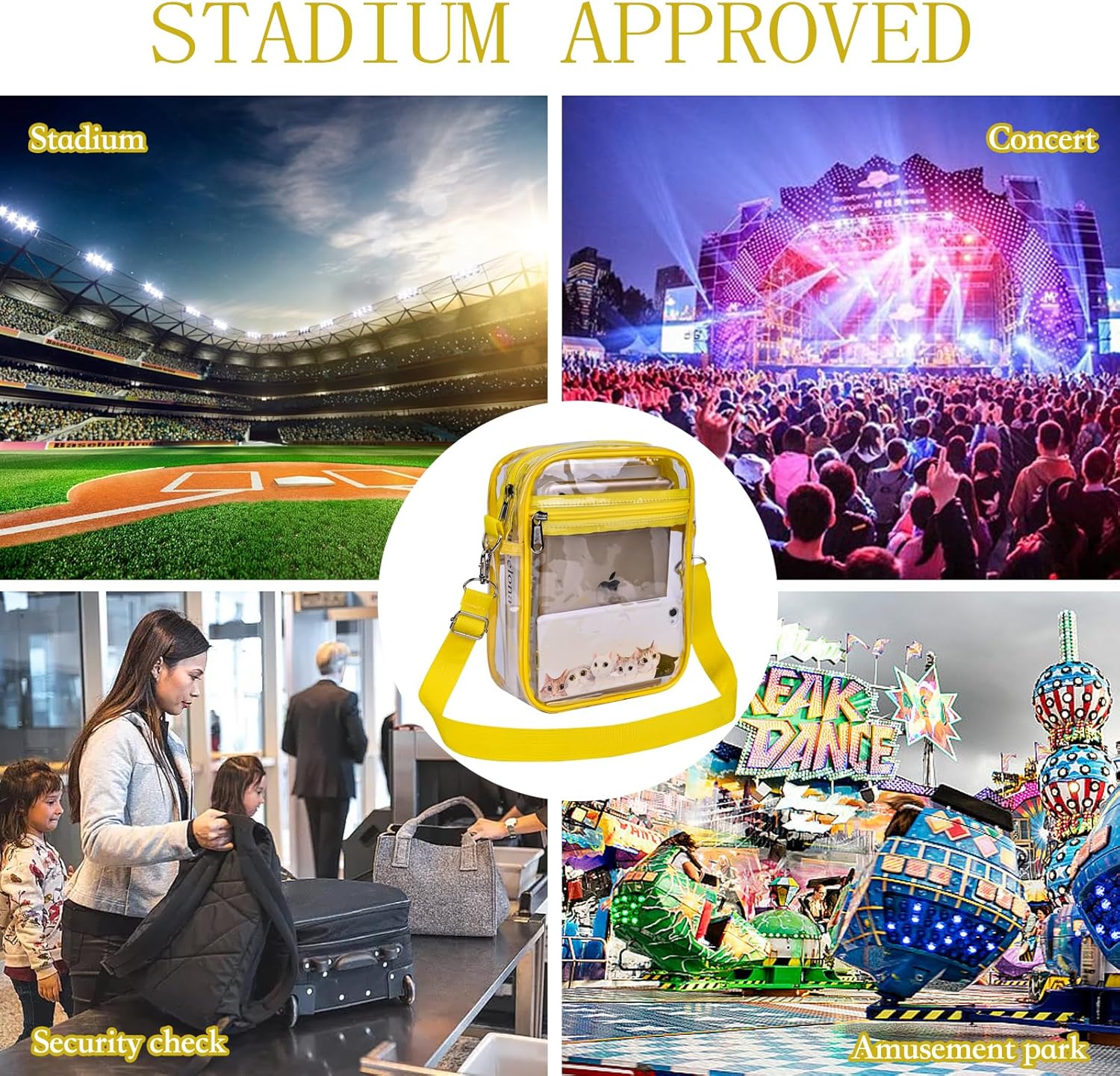 USPECLARE Clear Purse Stadium Transparent Messenger Bag Stadium Approved for Men and Women Clear