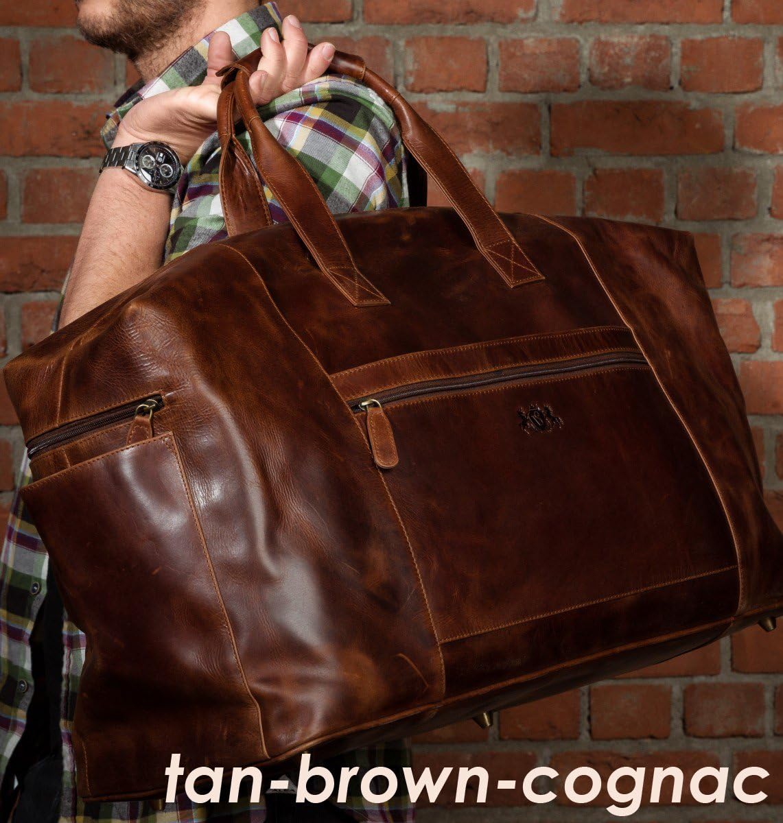 SID & VAIN travel bag holdall BRISTOL XXL duffel bag real leather weekender duffle carry on leather bag Male