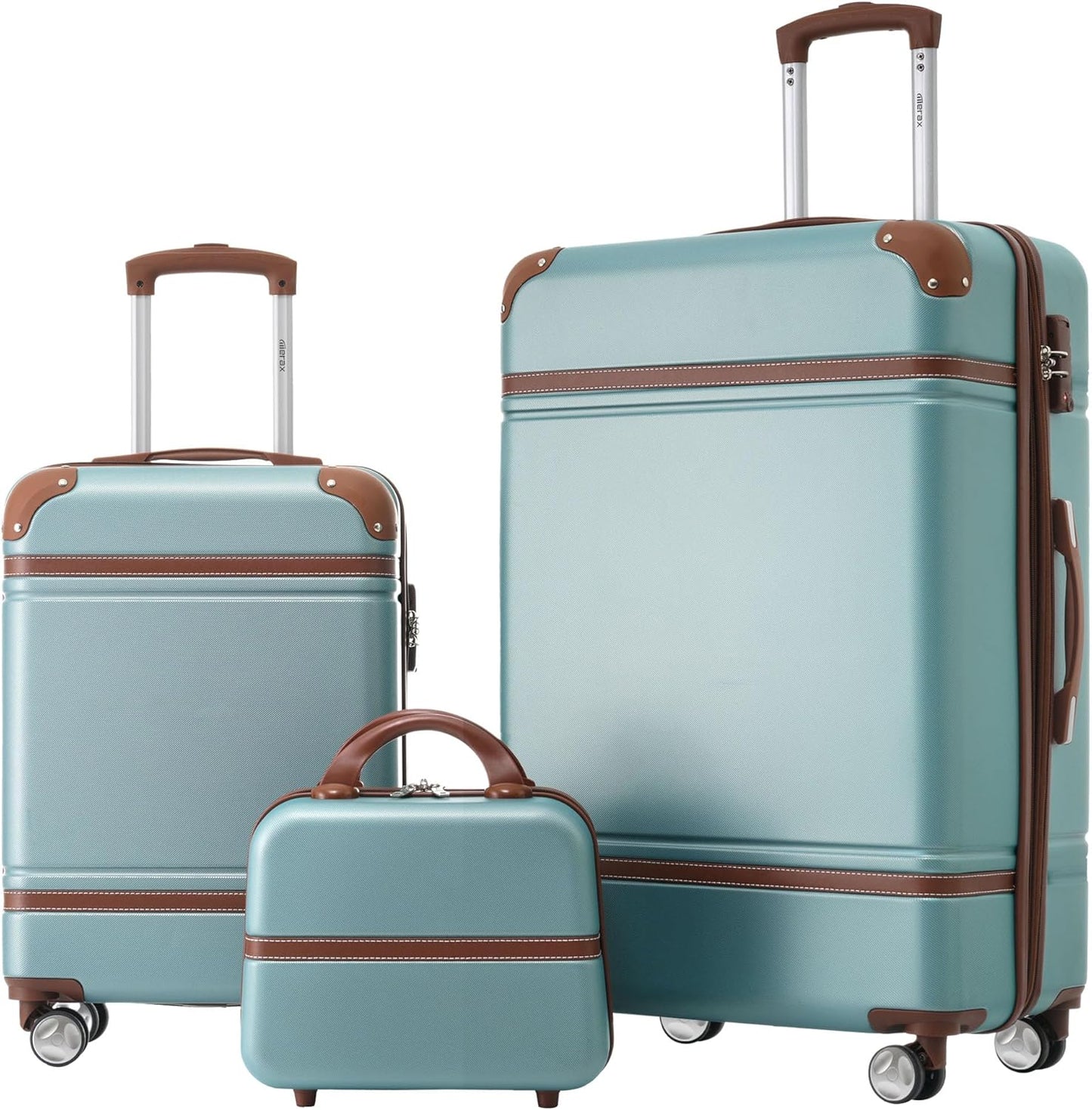 Merax Luggage Set 2 Piece Suitcase Set with Cosmetic Case Expandable Spinner Wheels Vintage Luggage