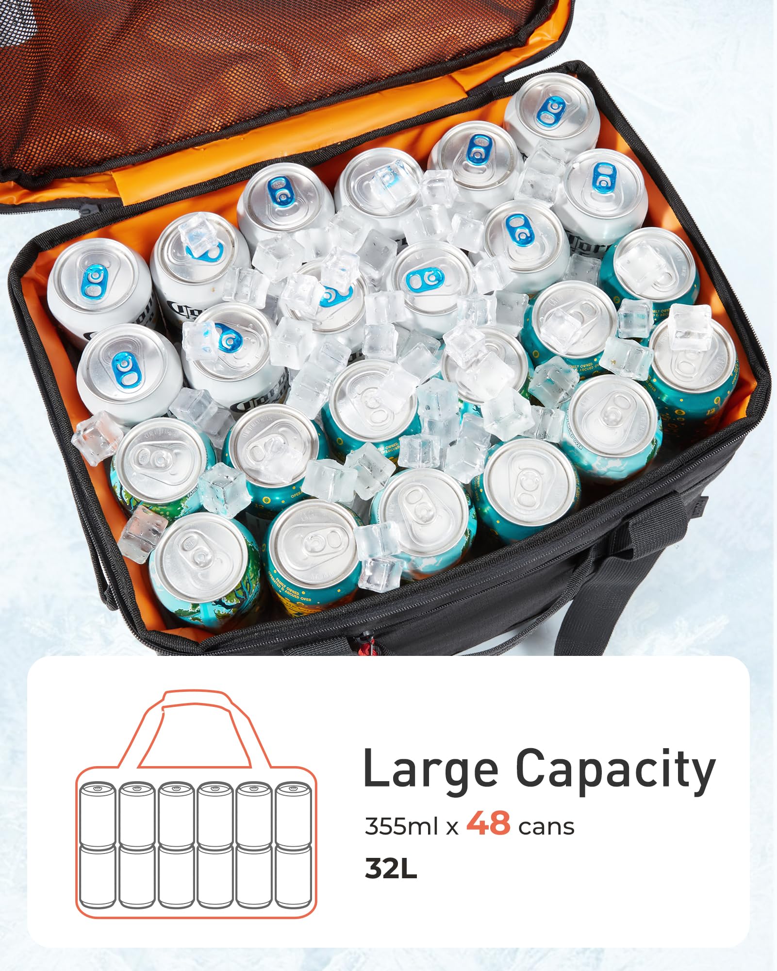 TOURIT Soft Sided Cooler Bag 30/48/60Can, Collapsible & Leakproof Ice Chest