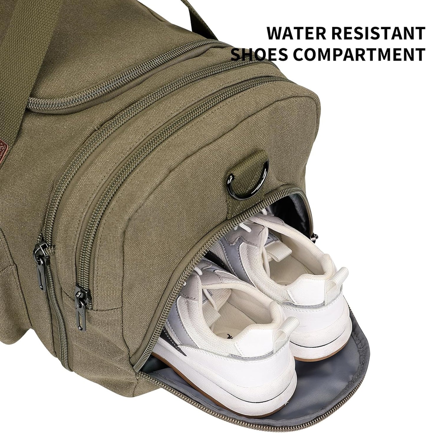 WITZMAN Mens Duffle Bags for Traveling Canvas Weekender Travel Bag Expandable Overnight Bag Carry on Bag(A8007 Army Green)