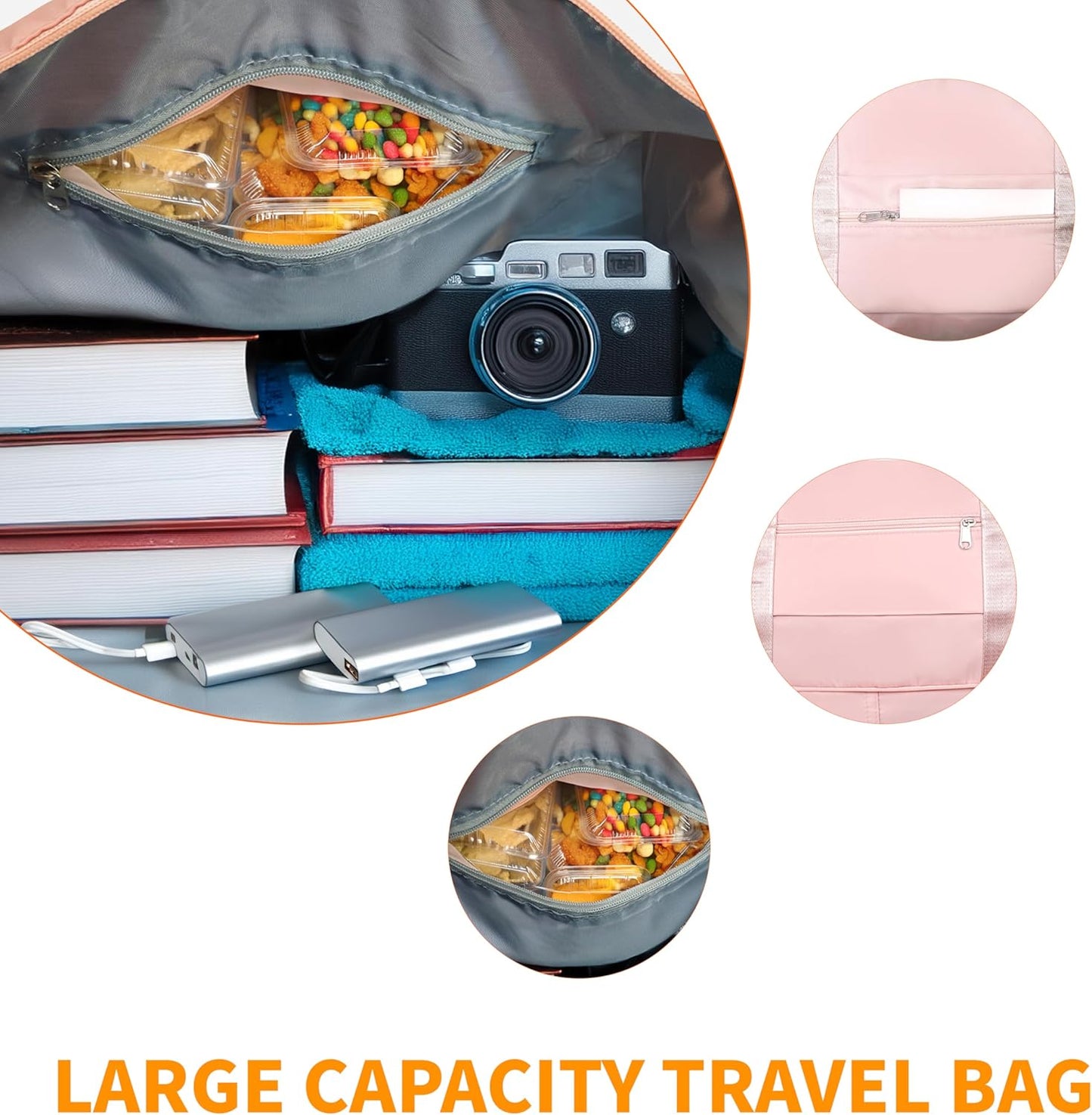 Finnhomy 50L Expandable Rolling Duffel Bag with Wheels Foldable Duffel Bag for Travel Carry on Bag with Wheels Luggage Travel bag Detachable Wheel Duffel Bag for Shopping Travel Outdoor, Pink