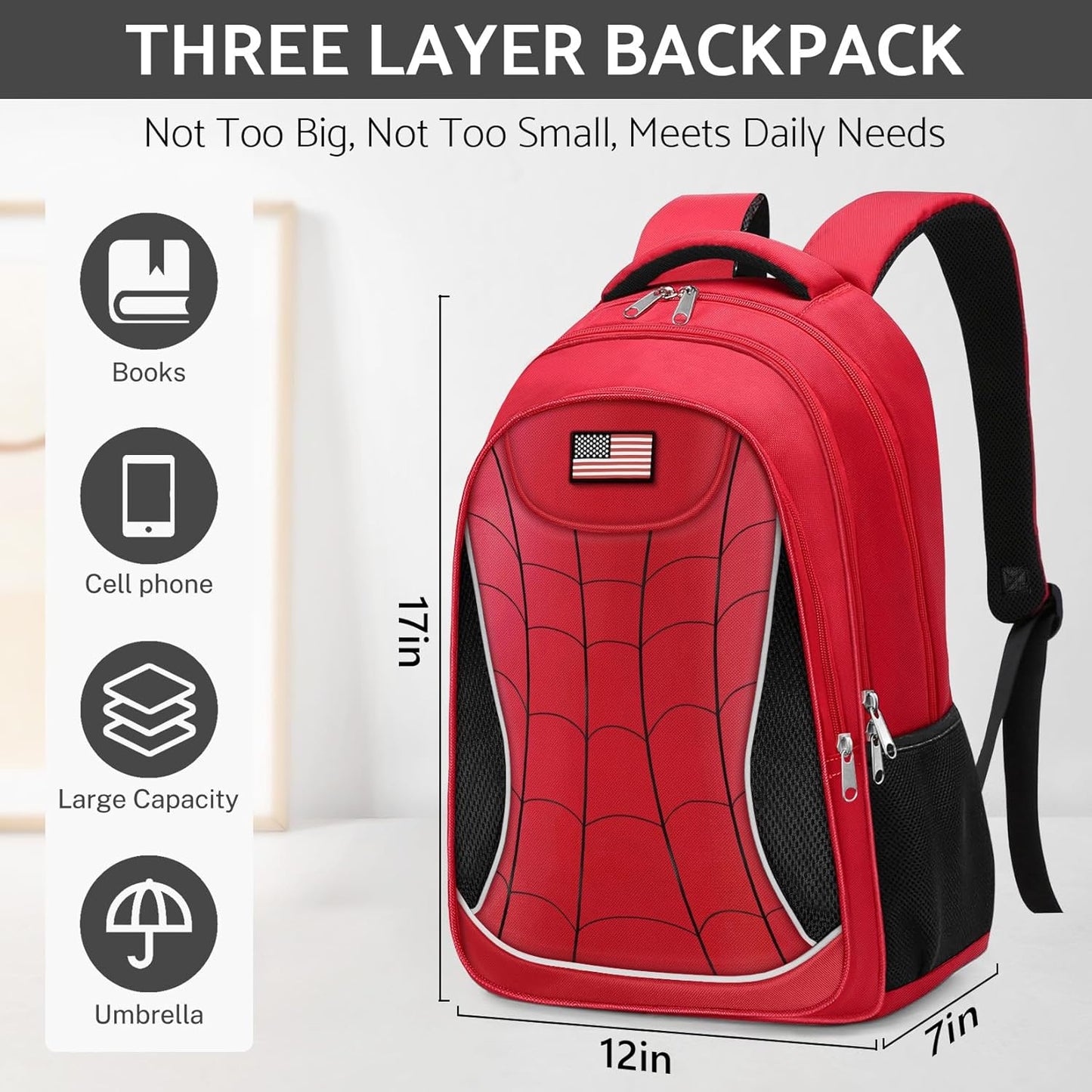 Kids Backpack for Boys，Cool Boys Backpack for Children Elementary Middle School Students，Lightweight School Bookbag for Travel and Daily Use