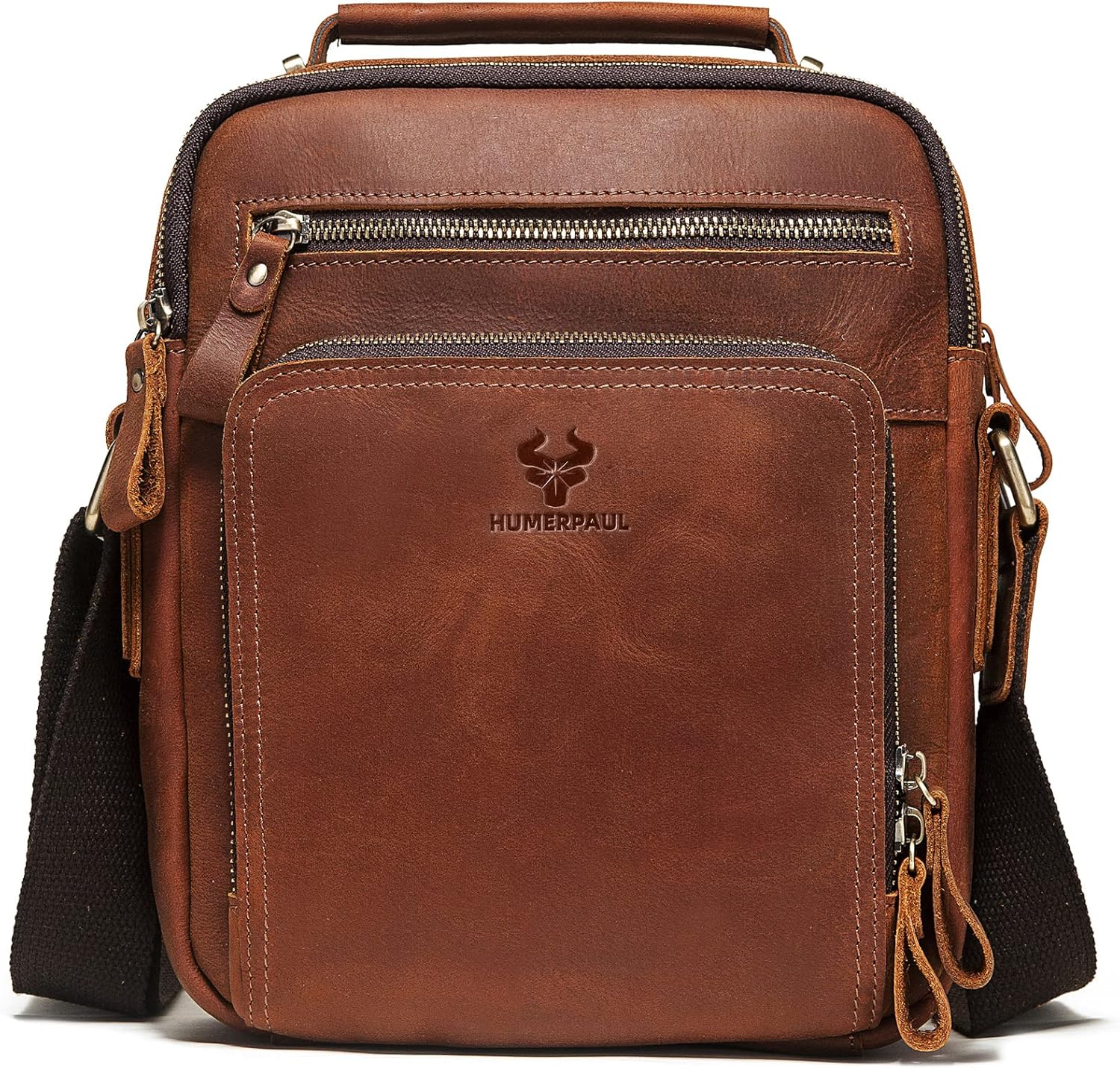 Crossbody Bag Shoulder Bag for Men, Genuine Leather Man Bag Vintage Messenger Bag for Travel Work